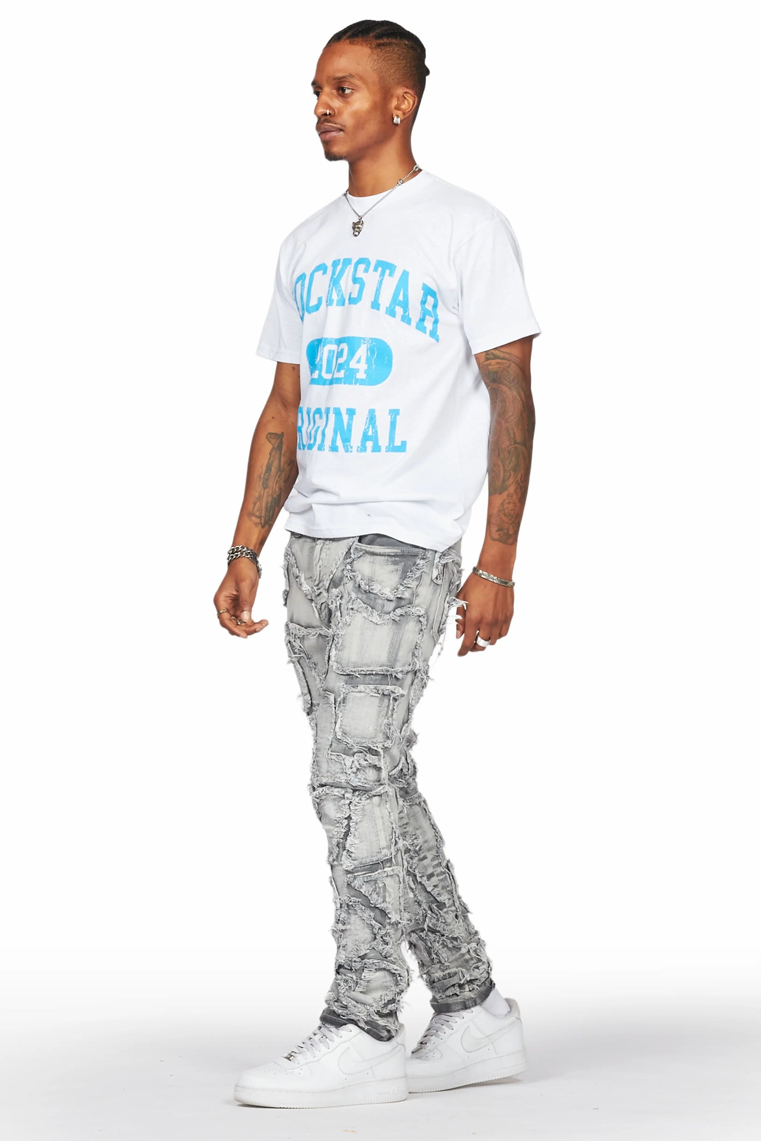 Hakim Grey Patchwork Skinny Fit Jean