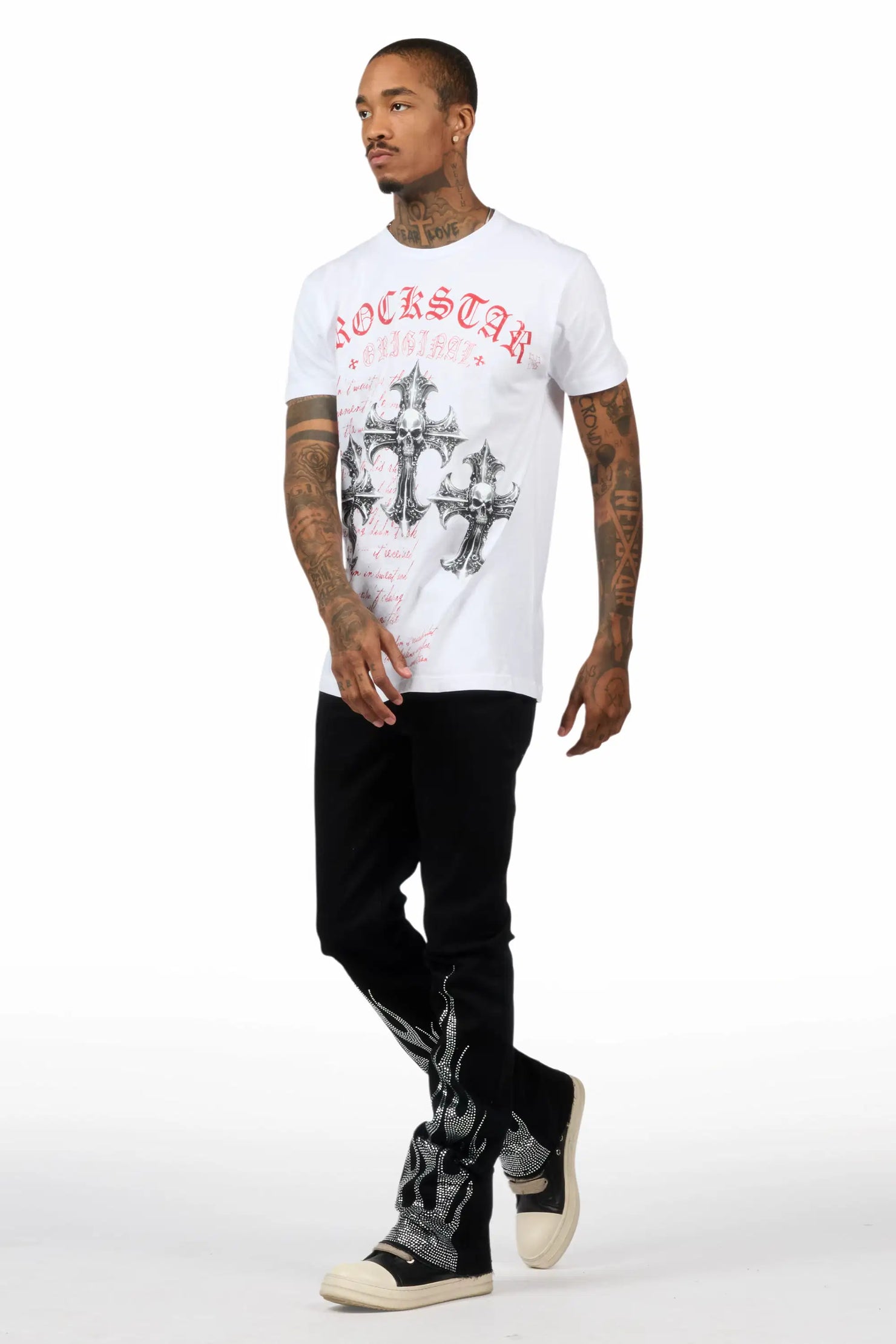 Samba Black/Clear Rhinestone Stacked Flare Jean