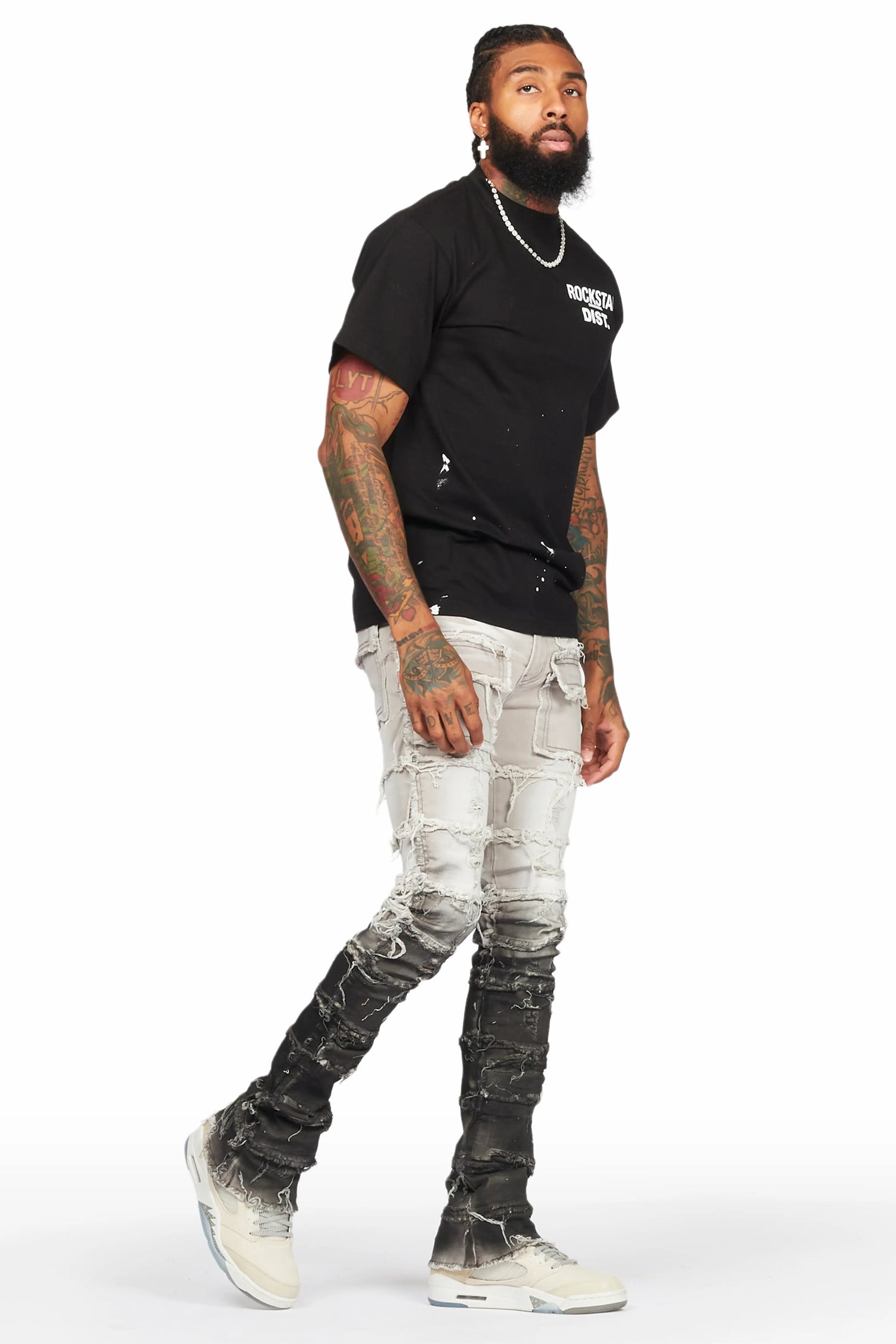 Mads Grey Painter Stacked Flare Jean