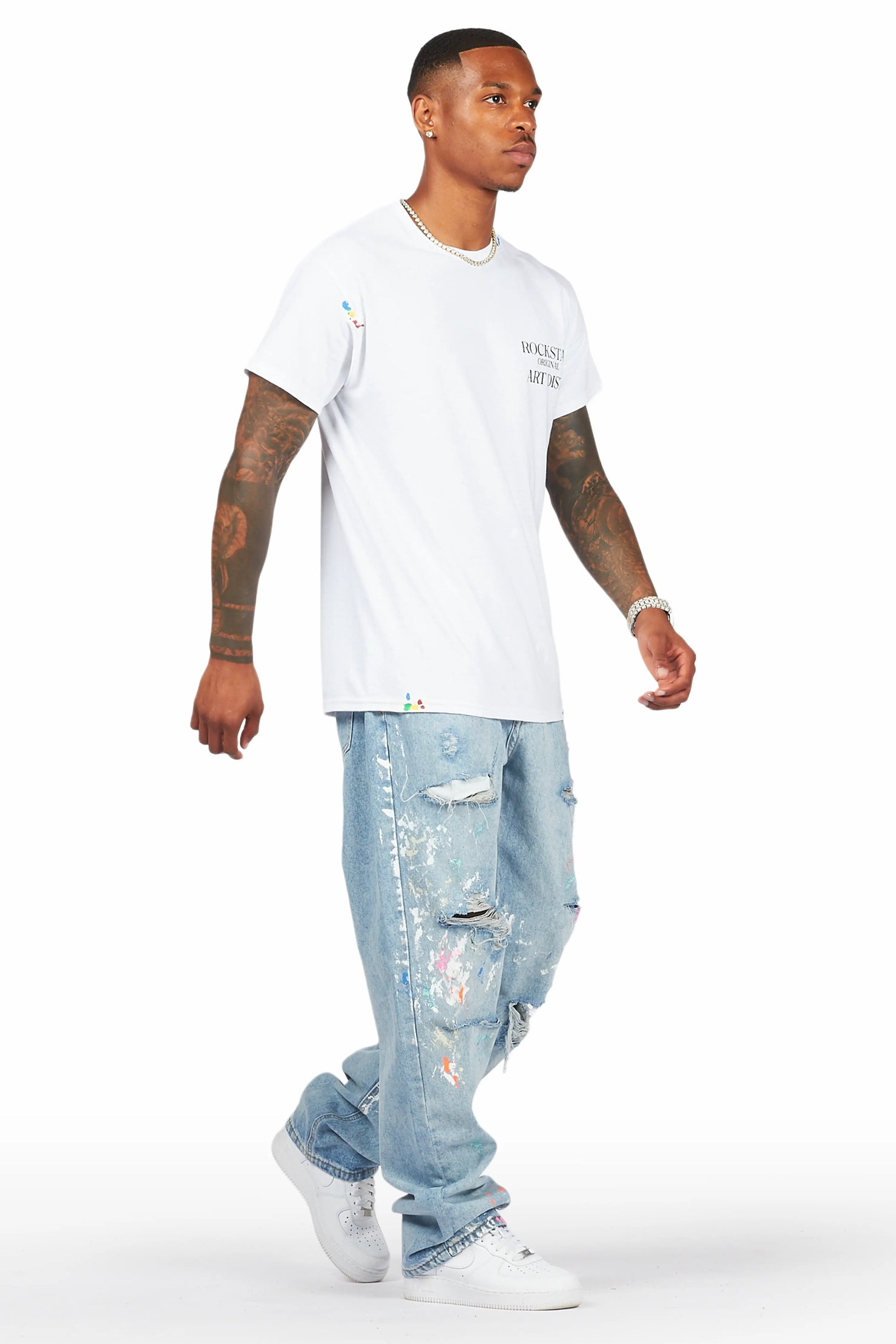 Zasha Light Blue Painter Baggy Jean