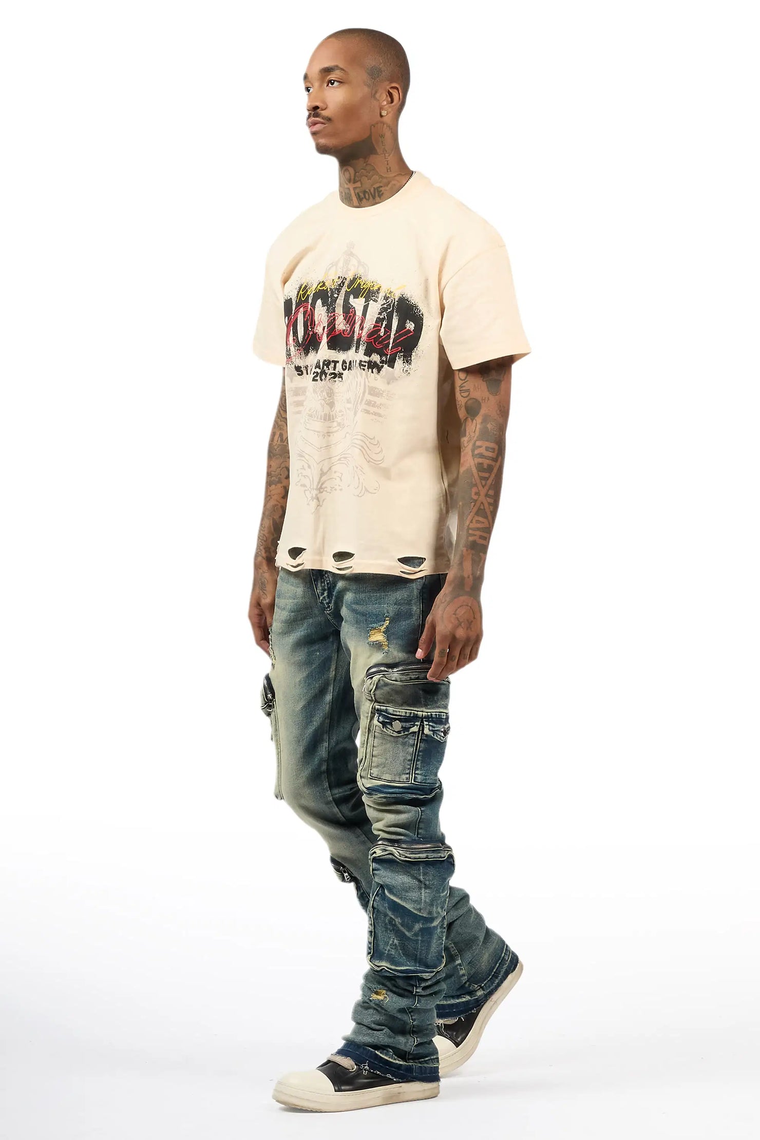 Allen Tint Blue Super Stacked Flare Jean