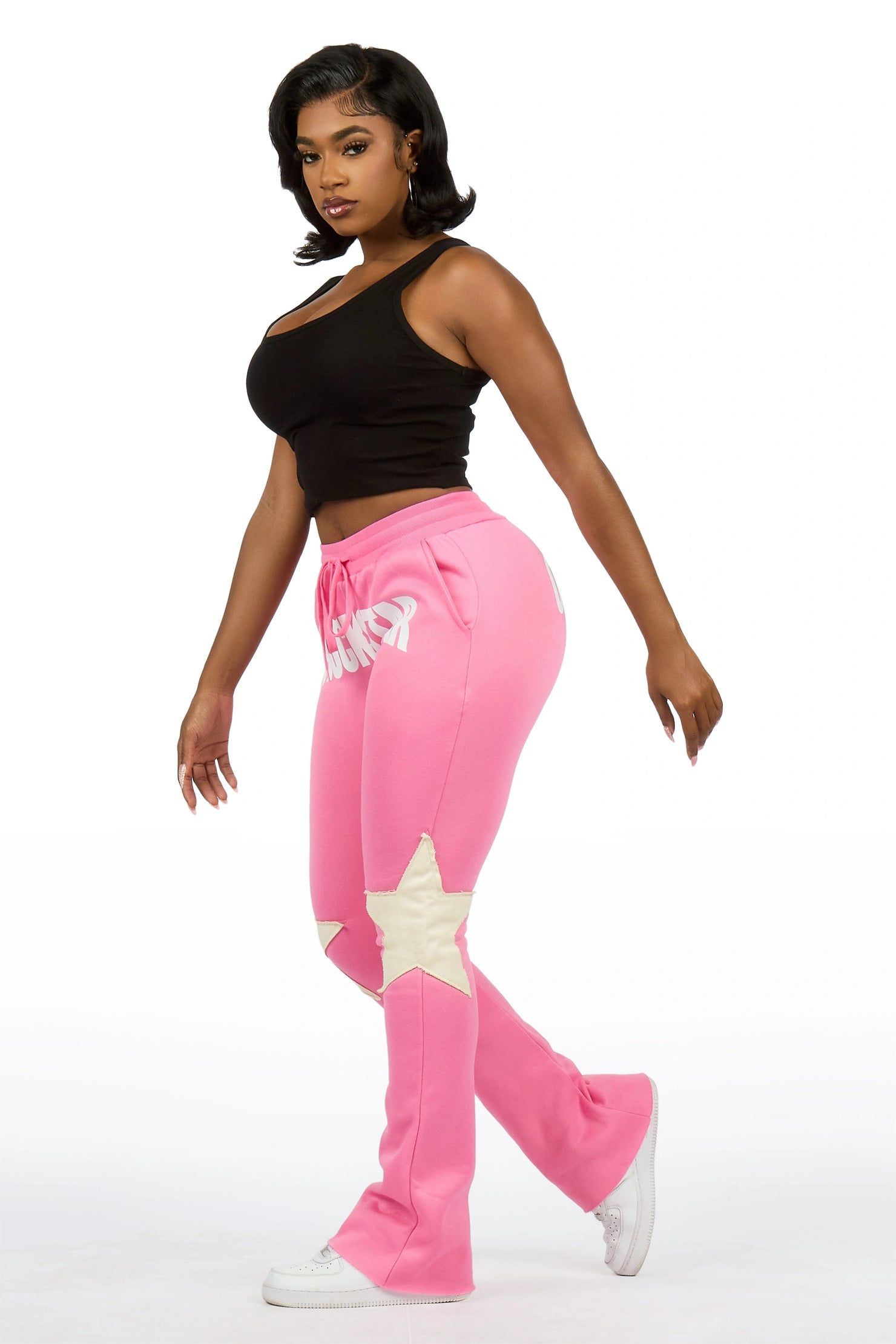 Shanelle Pink Patched Stacked Track Pant