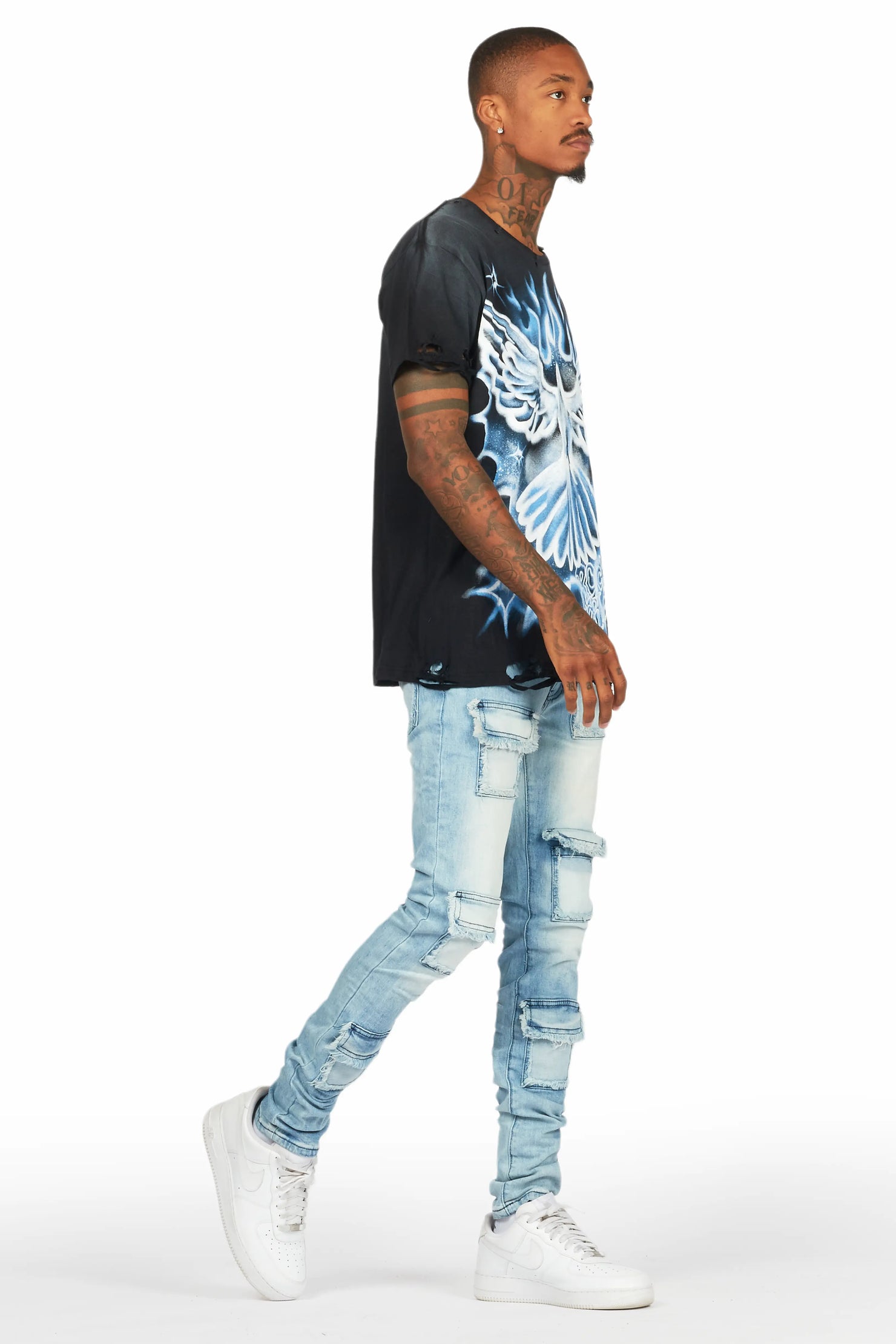 Zeen Black T-Shirt/Petrus Blue Slim Fit Jean Bundle