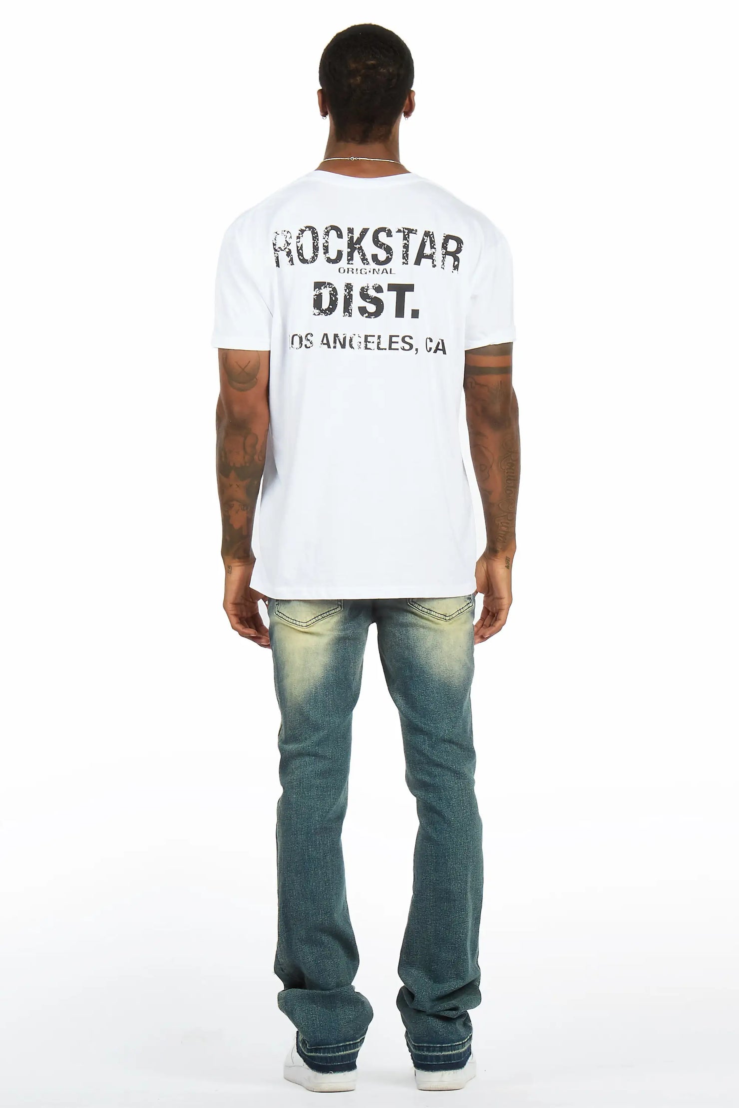 Lennux Dark Blue Pearl Stacked Fit Jean