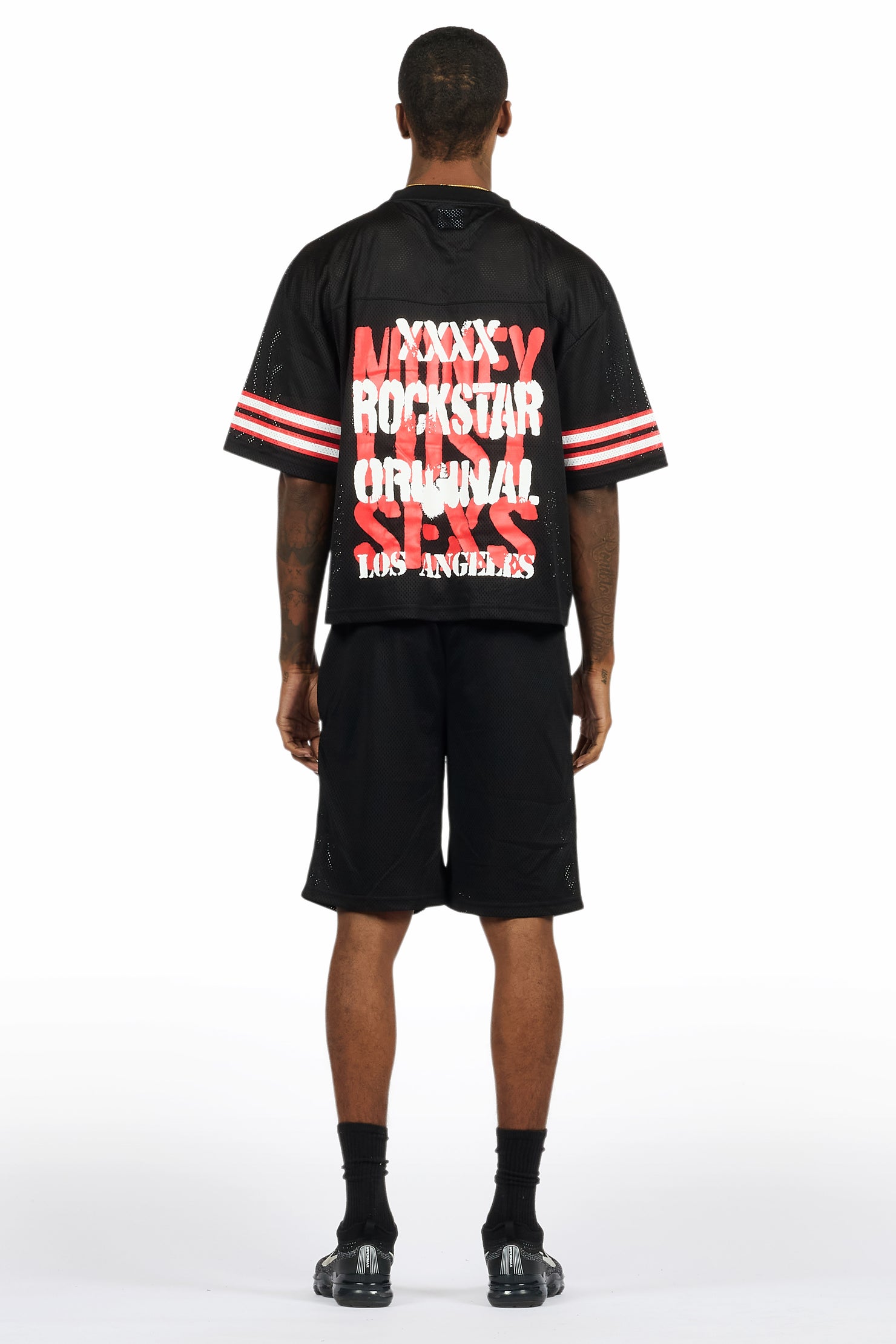 Crown Black Mesh Jersey Short Set