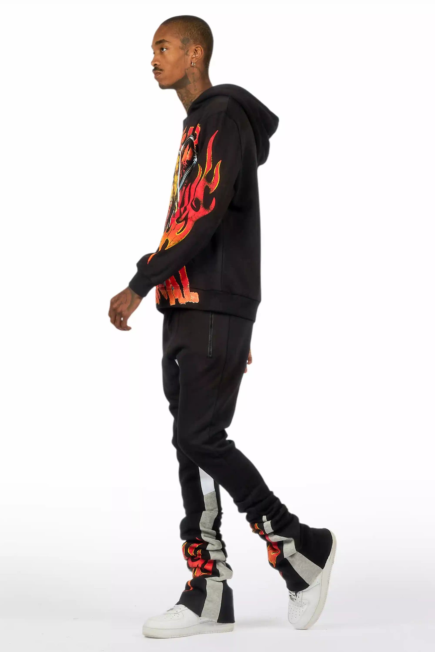 Zo Black/Orange Hoodie/Super Stacked Track Set