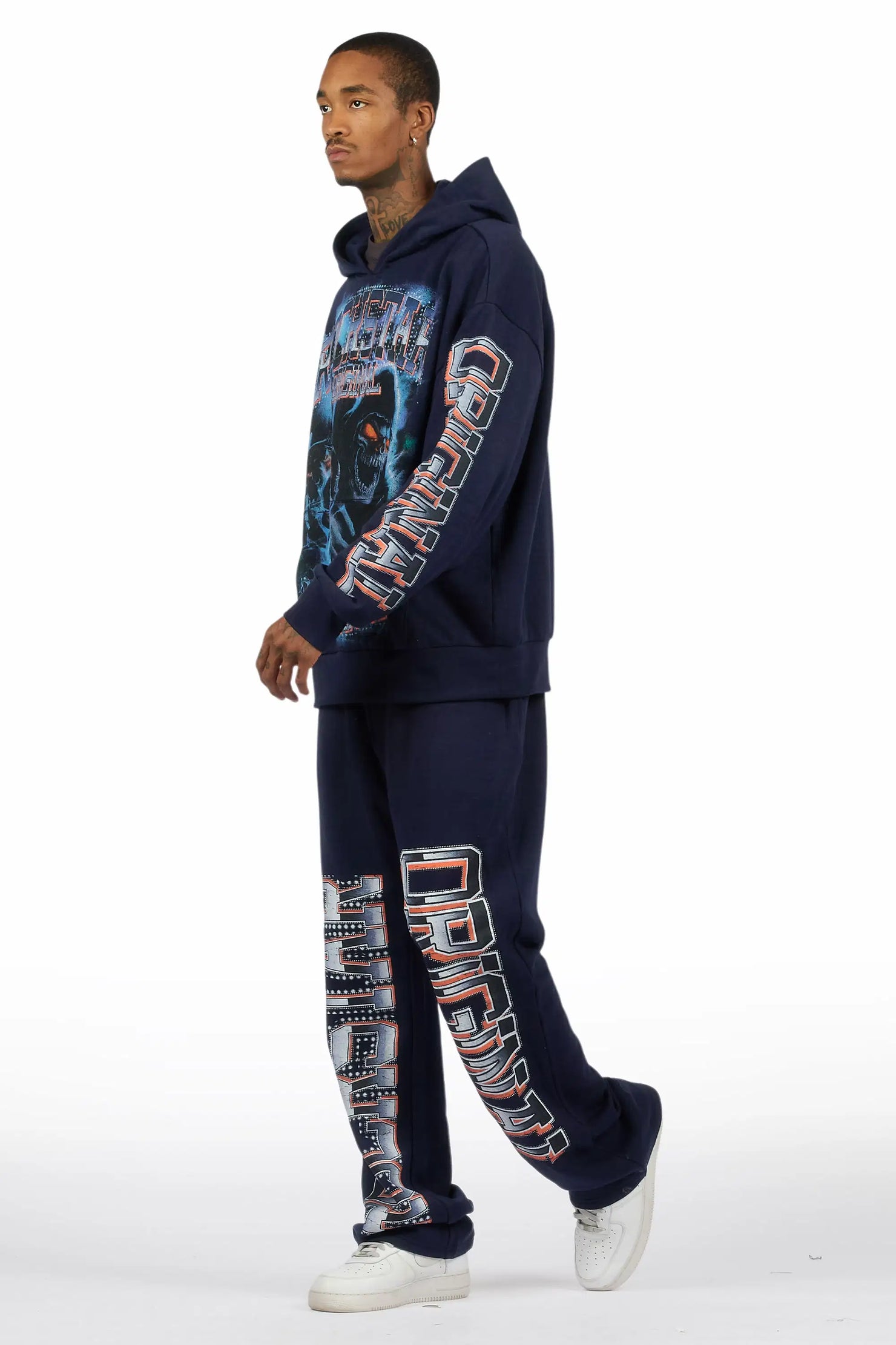 Kross Navy Hoodie/Baggy Pant Track Set