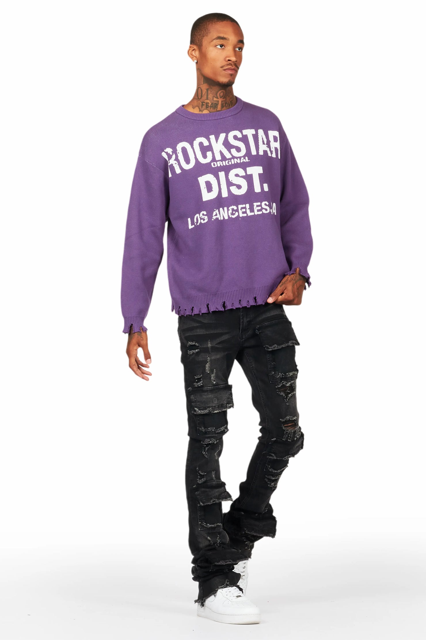 Pooja Black Super Stacked Flare Jean