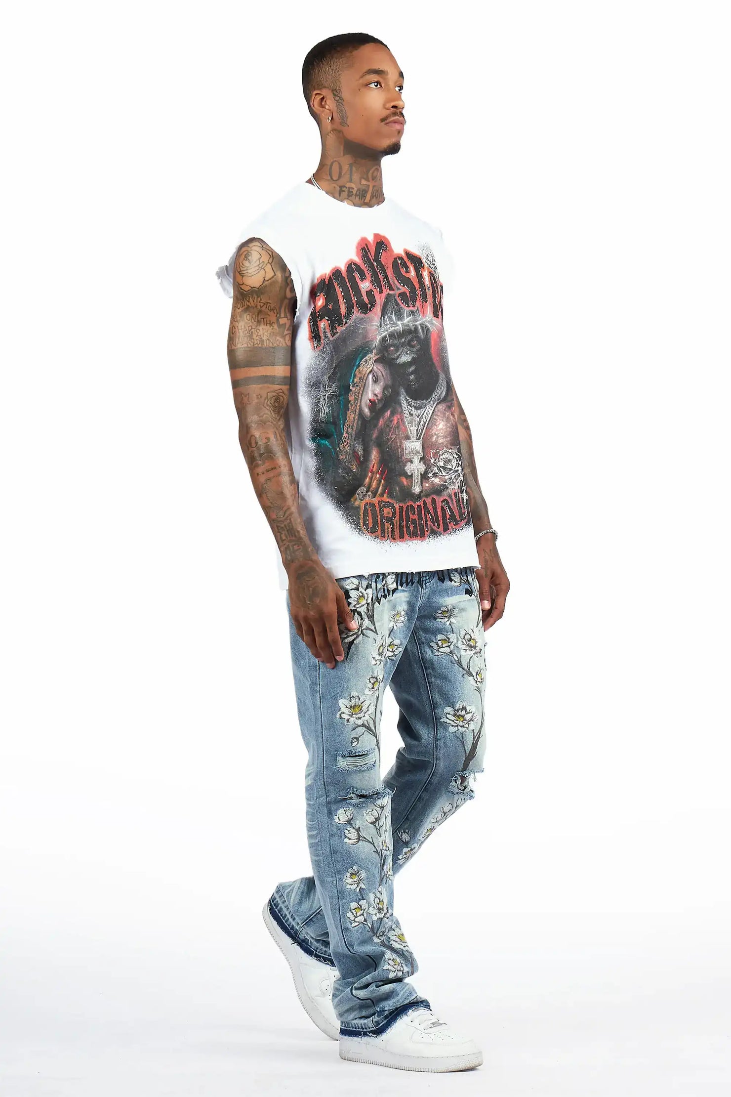 Folor Light Blue Stacked Flare Jean