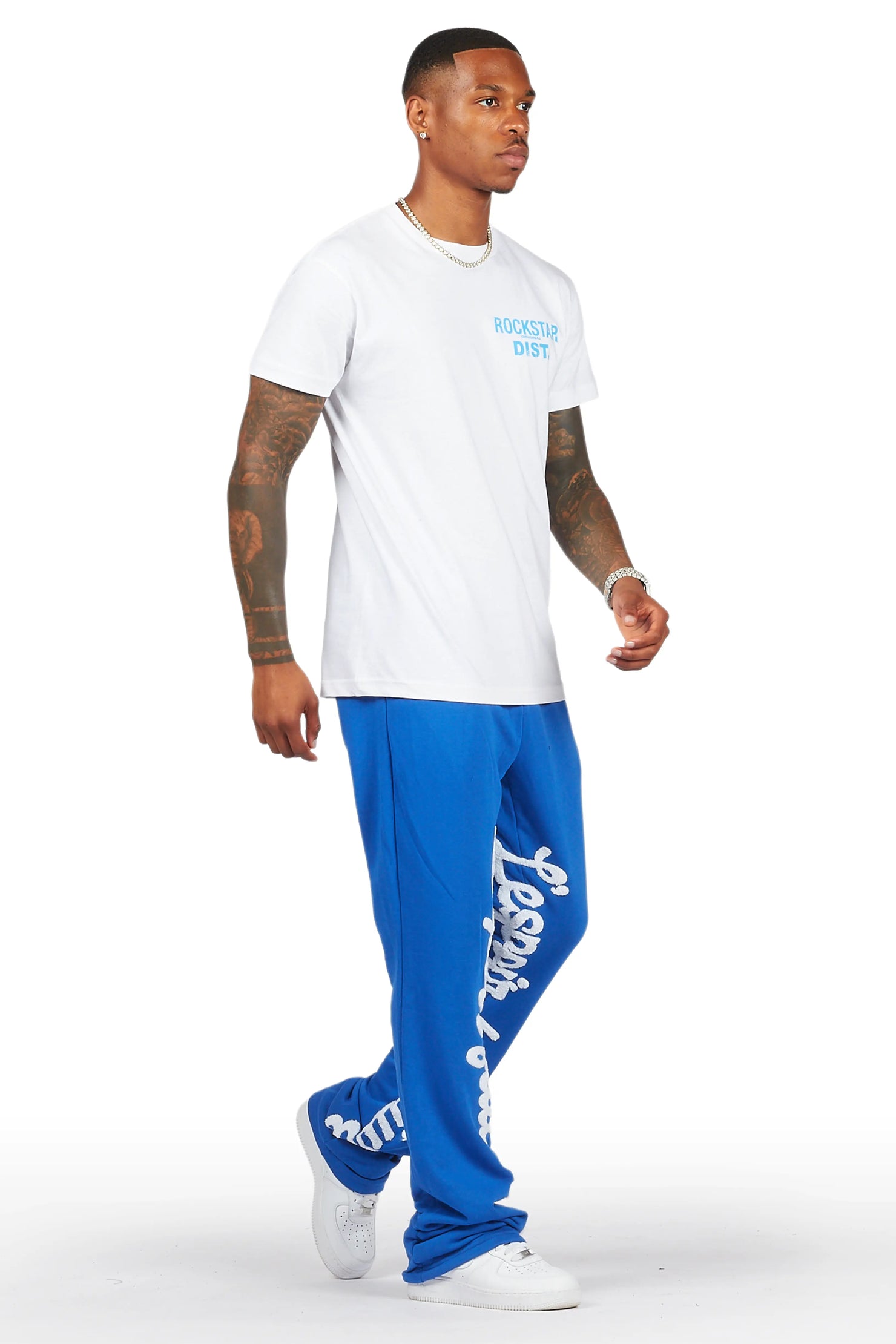 Tejas Royal Blue Stacked Flare Pants