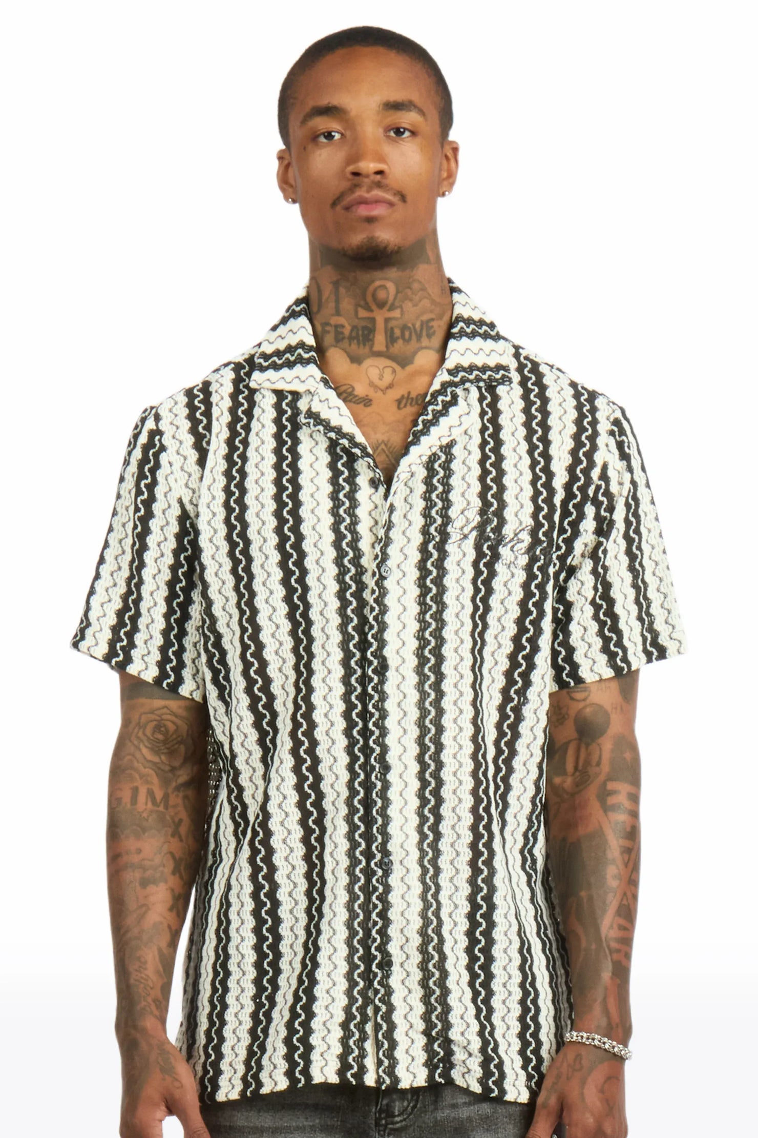 Branham White/Black Button Down Shirt