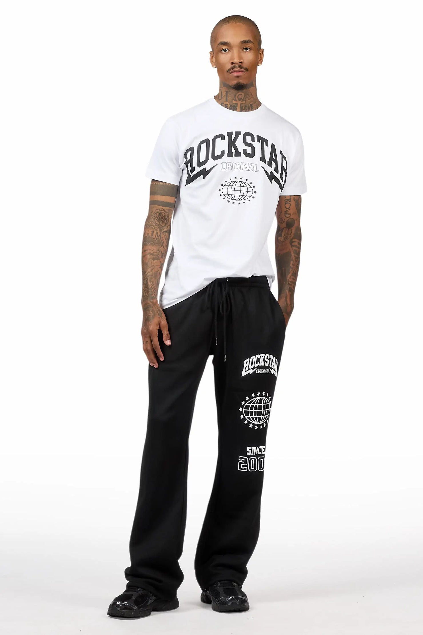Stori White/Black T-Shirt/ Relaxed Track Set
