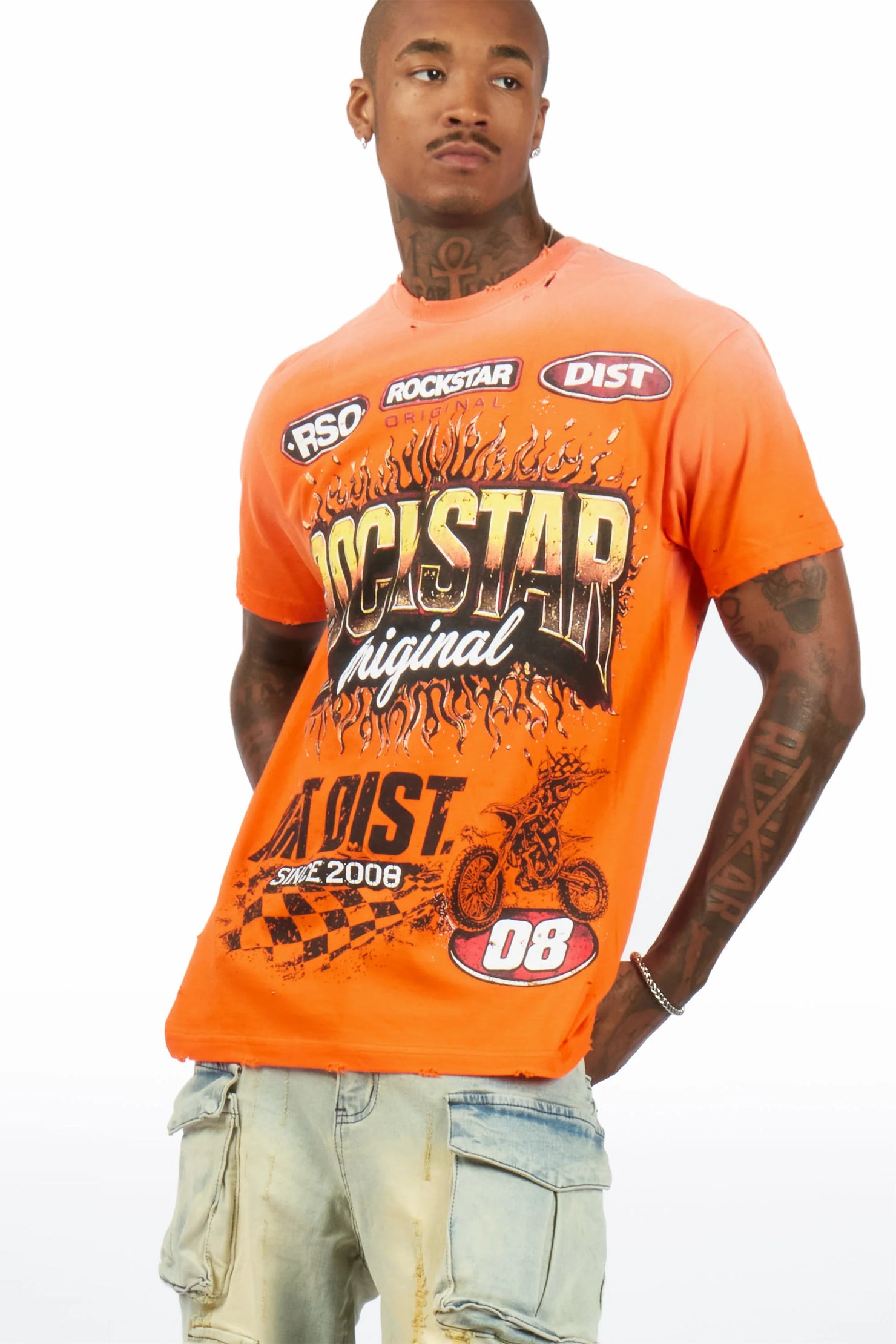 Lewis Orange Oversized Graphic T-Shirt