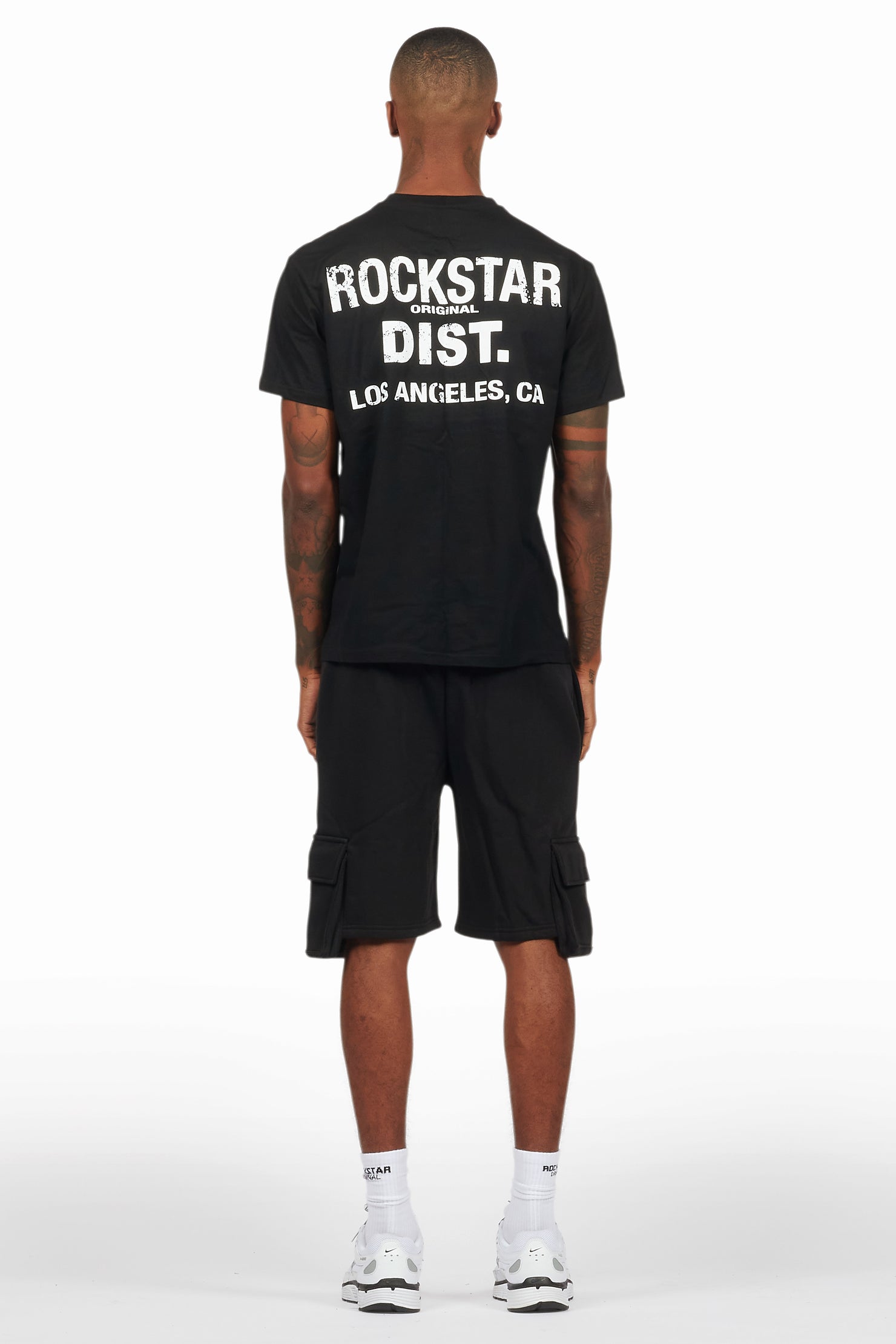 Raffer Black/White T-Shirt Cargo Shorts Set