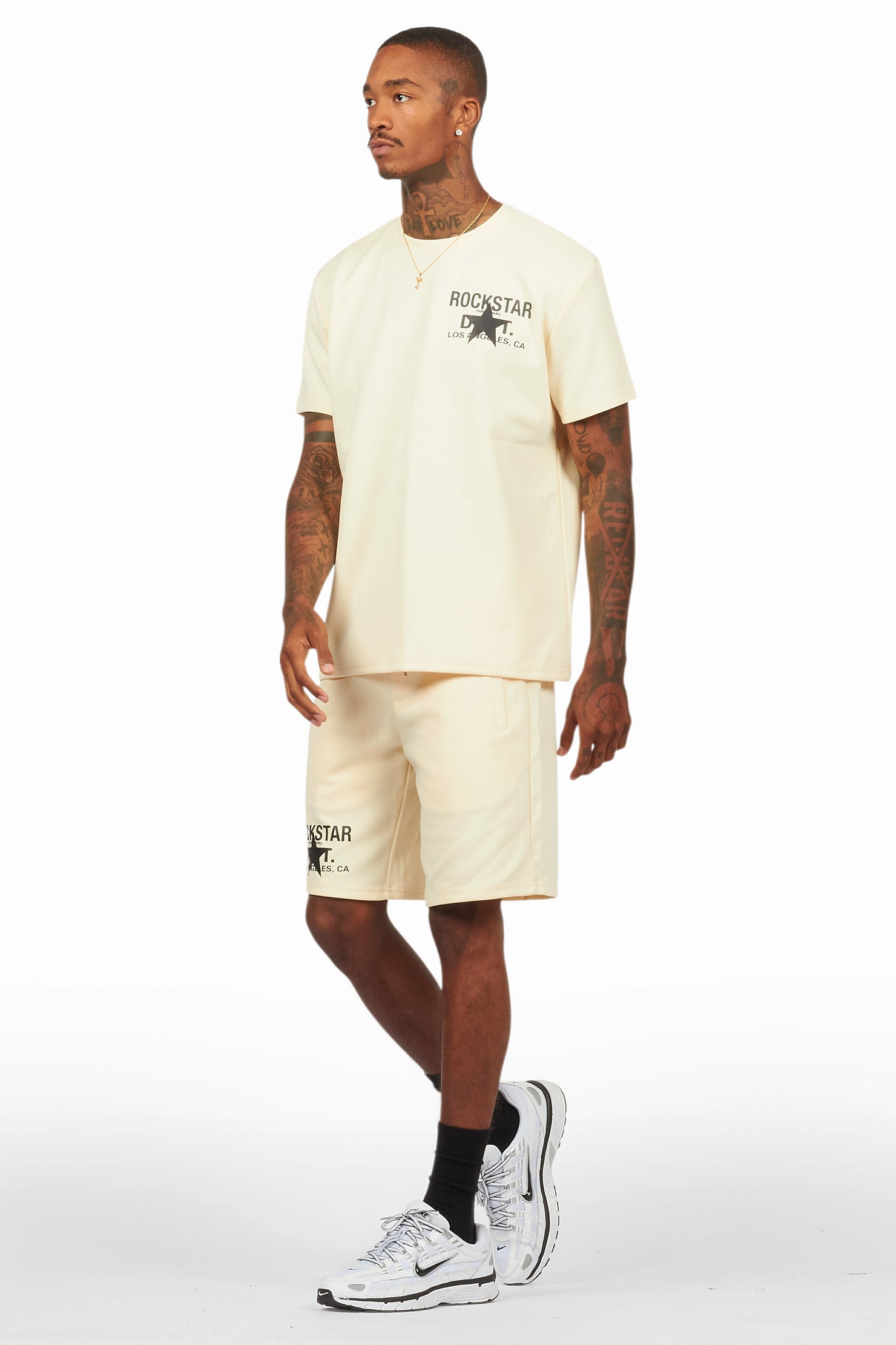 Lake Beige Graphic T-Shirt/Short Set