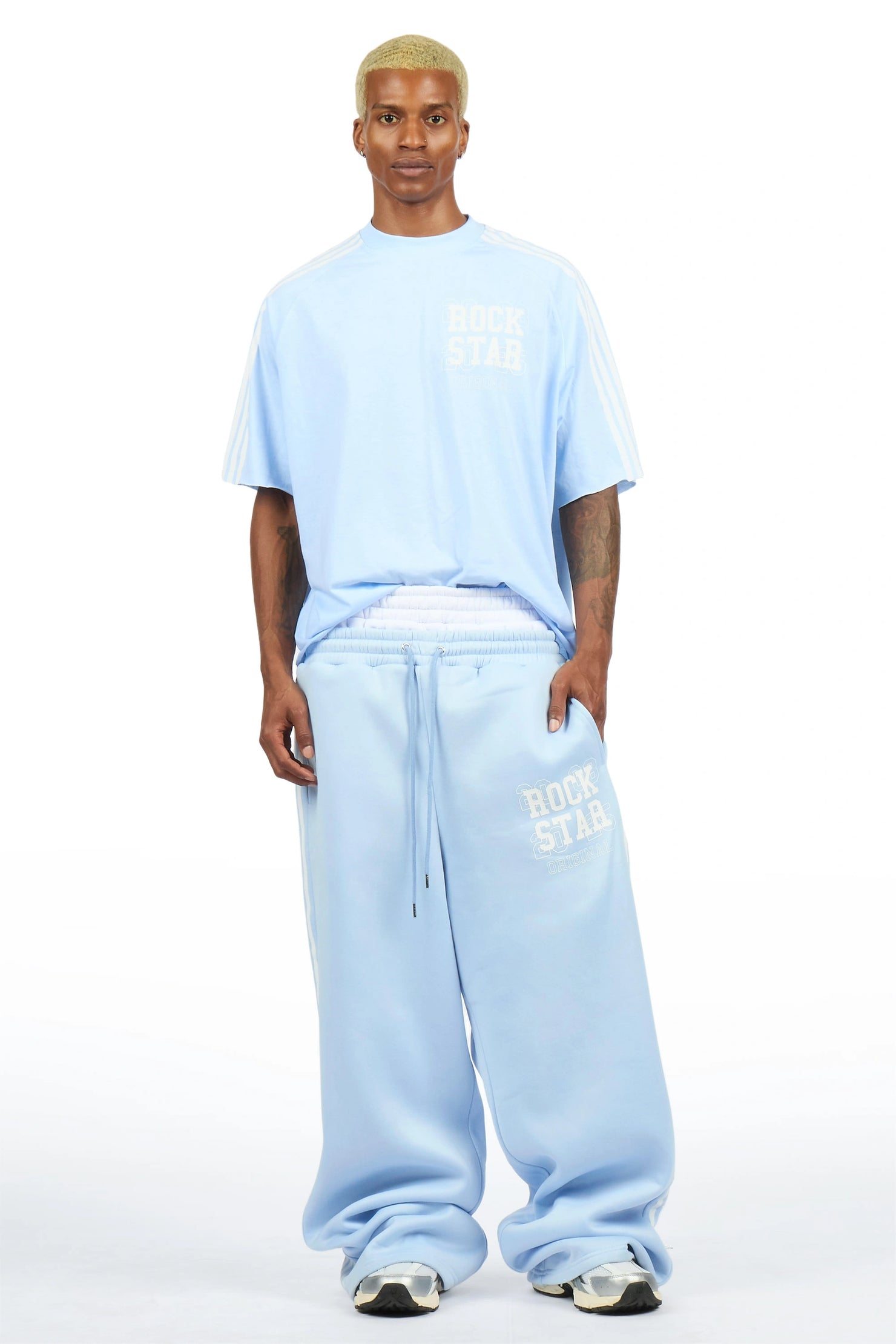 Berco Light Blue T-Shirt/Double Waisted Baggy Track Set