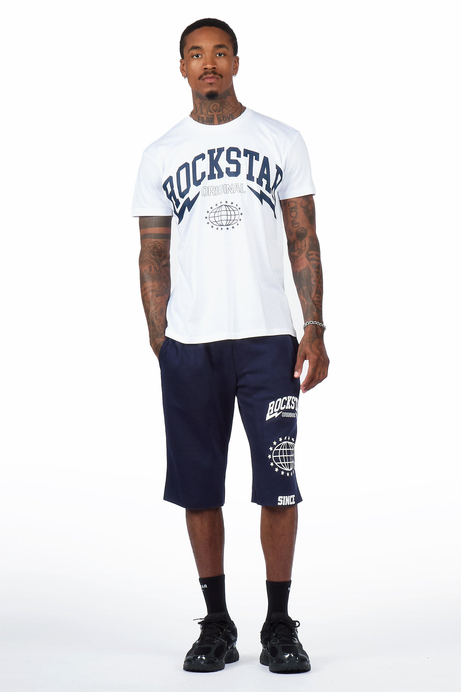 Stori White/Navy T-Shirt/Short Set