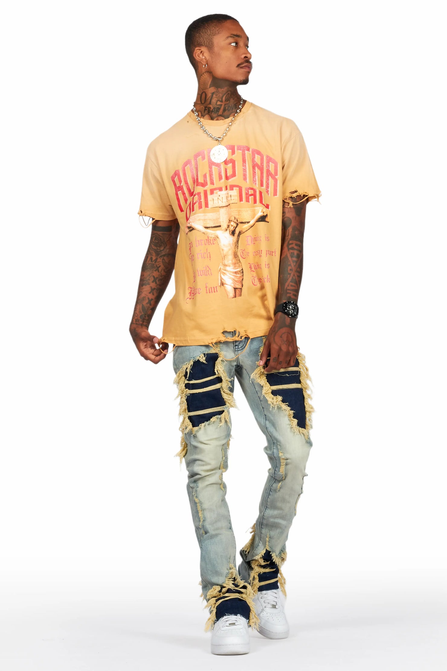 Fateh Light Blue Stacked Flare Jean