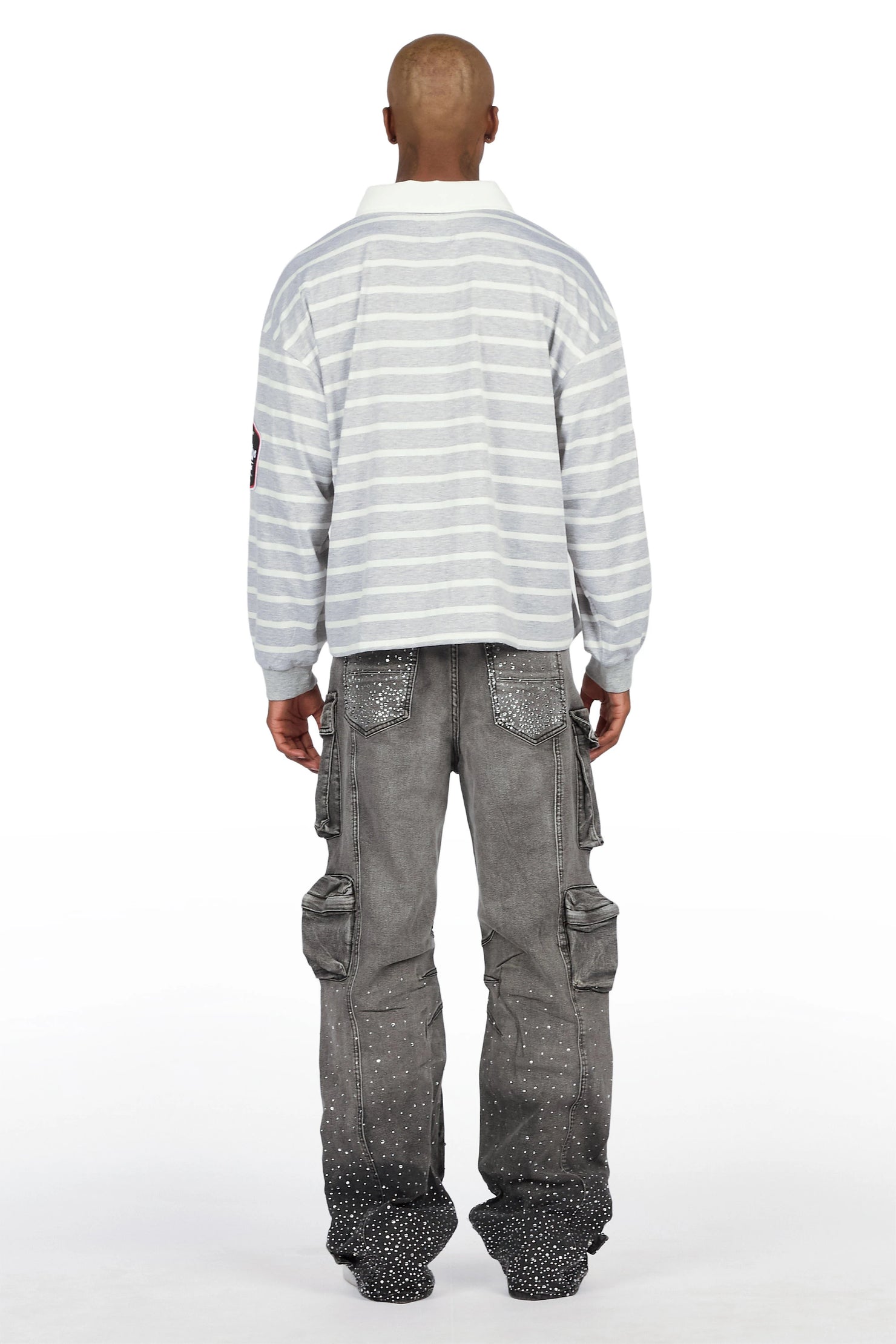Keoni Dark Grey Rhinestone Baggy Fit Jean