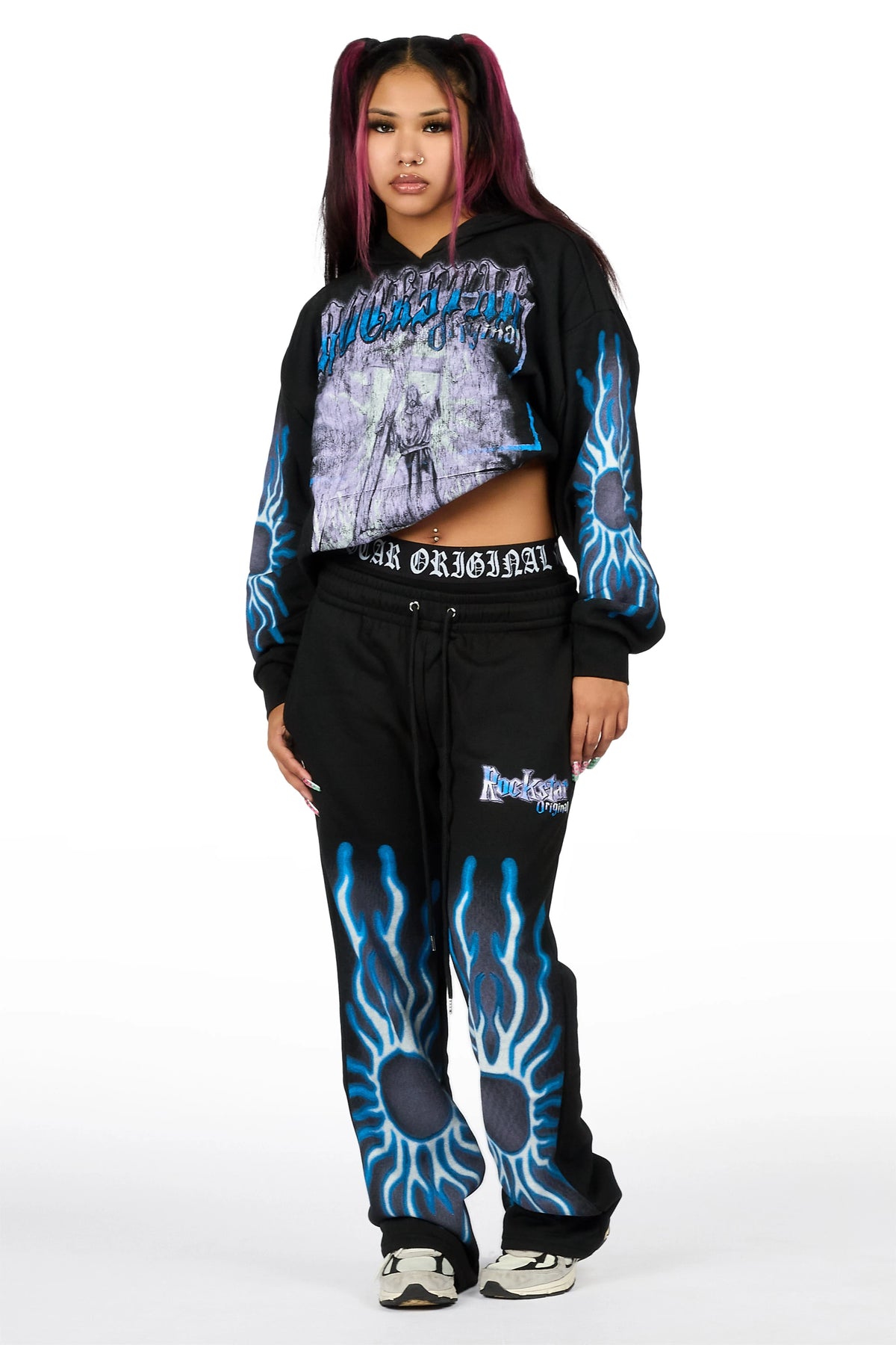 Xandria Black Graphic Baggy Fit Track Set