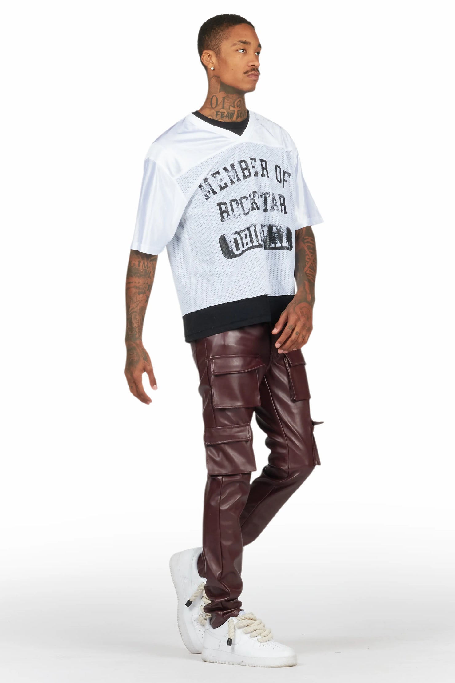 Kap Burgundy Skinny Faux Leather Fit Jean
