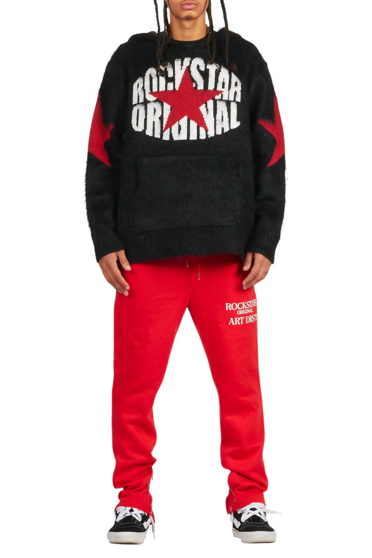 States Black Graphic Knitted Hoodie