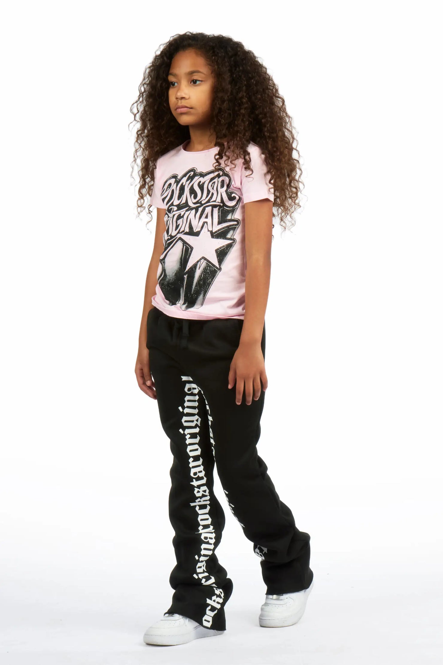 Girls Blakely Black Stacked Track Pant