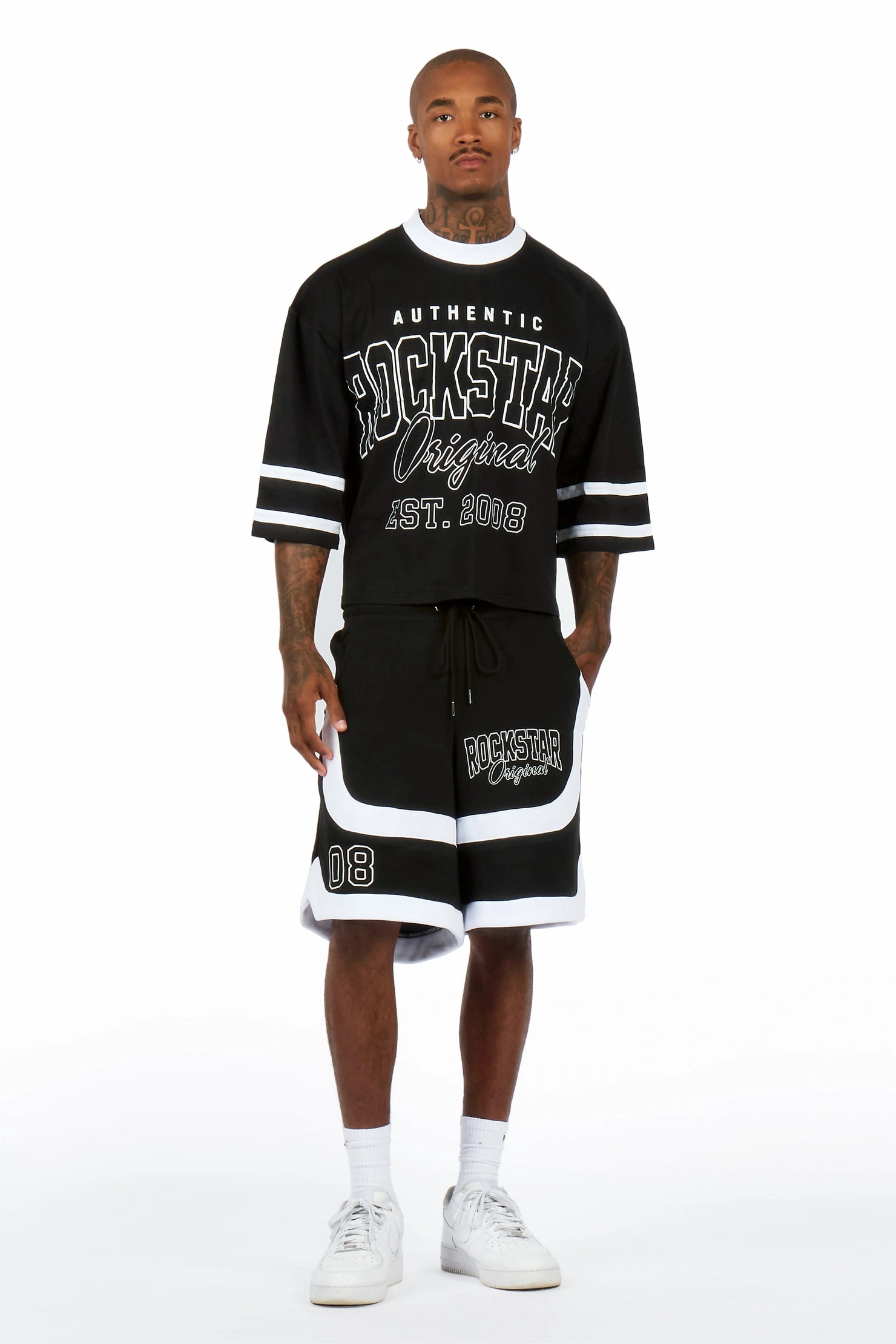 Redford Black T-Shirt/Double Waisted Short Set