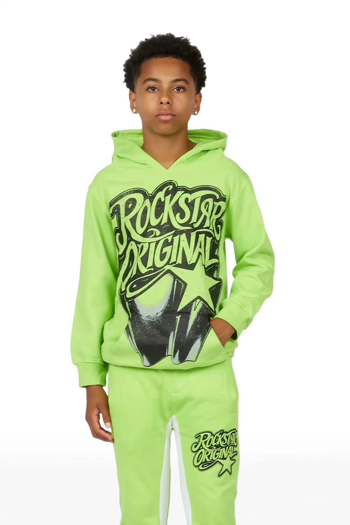 Boys Zayden Neon Yellow Hoodie Track Set