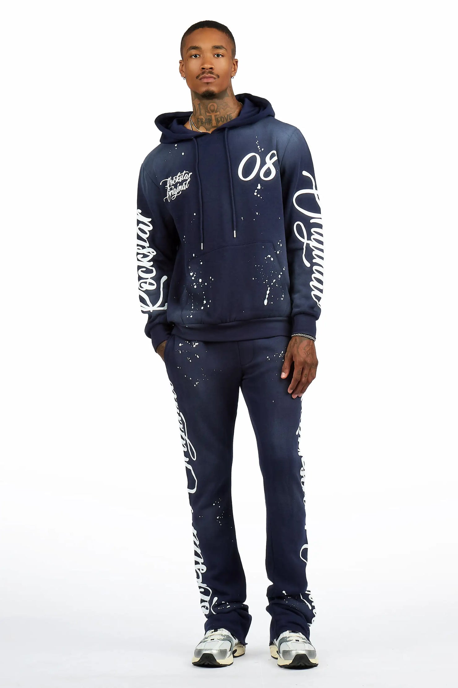 Hanif 3.0  Vintage Navy Hoodie/Stacked Pant Track Set