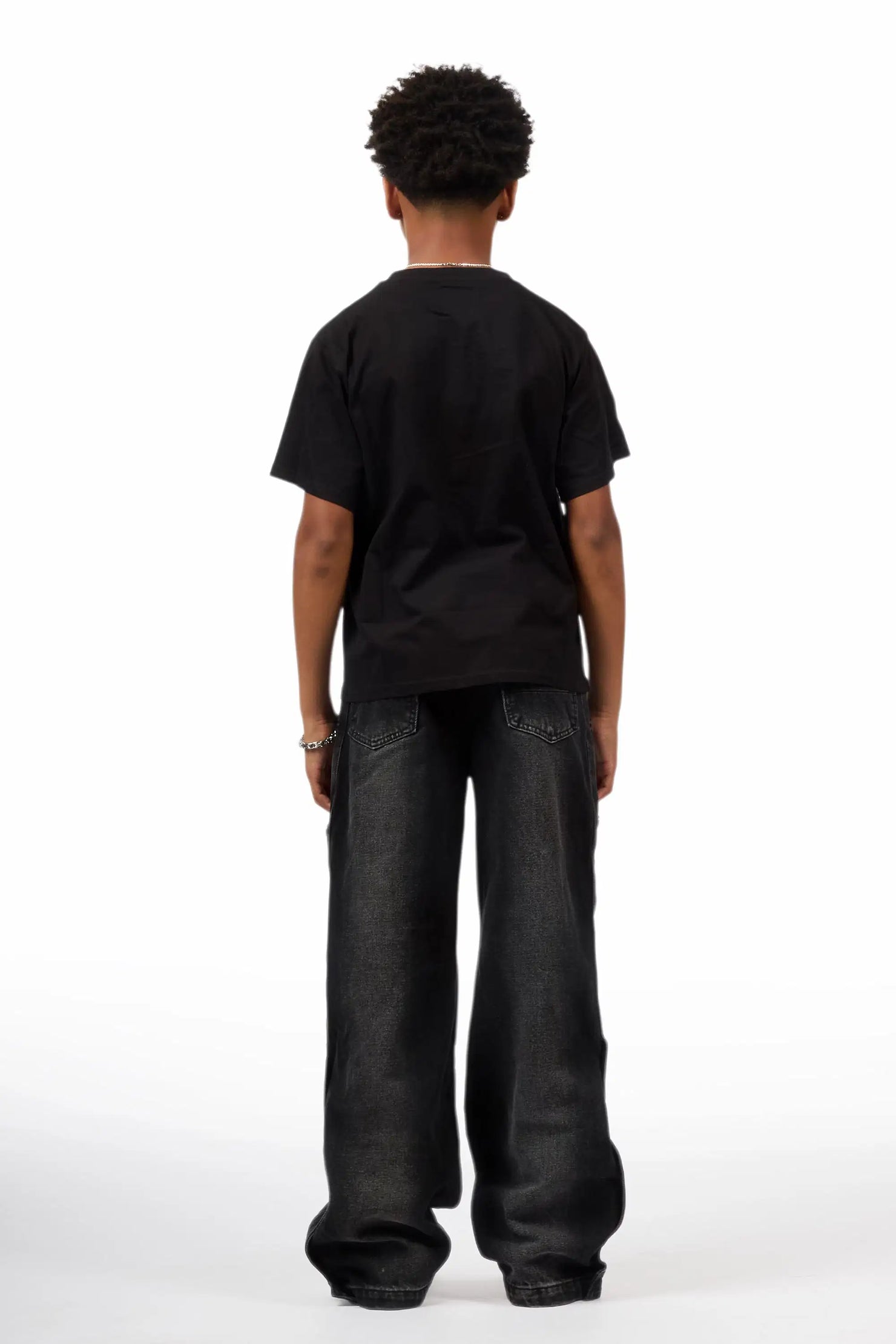 Boys Yuri Dark Grey Baggy Fit Cargo Jean