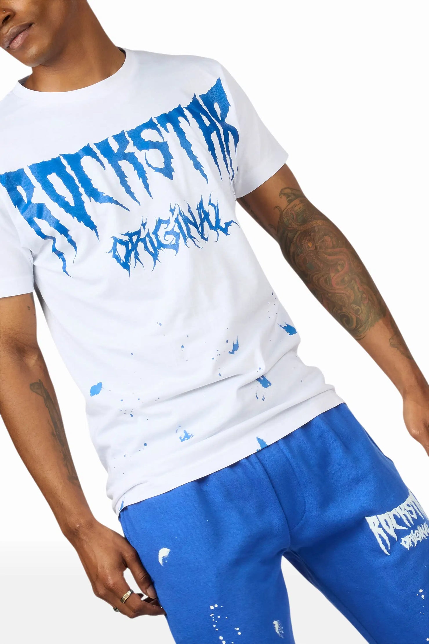 Twinkle White/Royal Blue T-Shirt/Relaxed Track Set