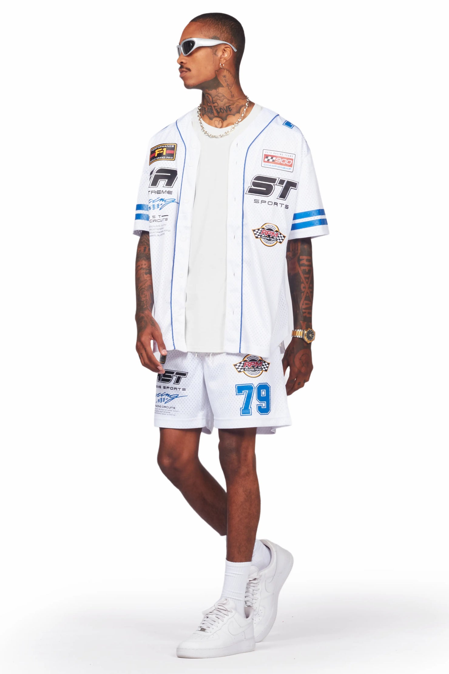 Takato White Mesh Jersey Short Set