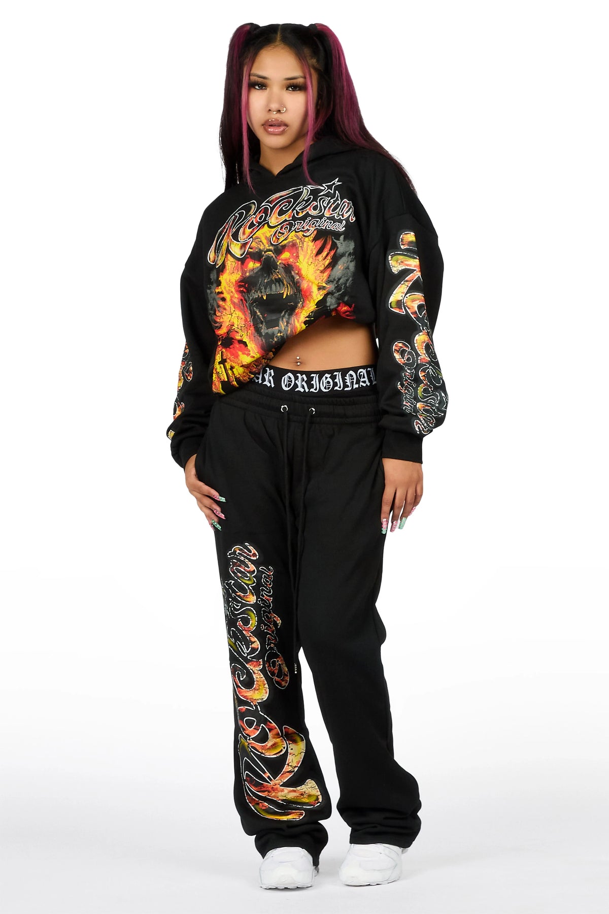 Taliyah Black Graphic Baggy Fit Track Set