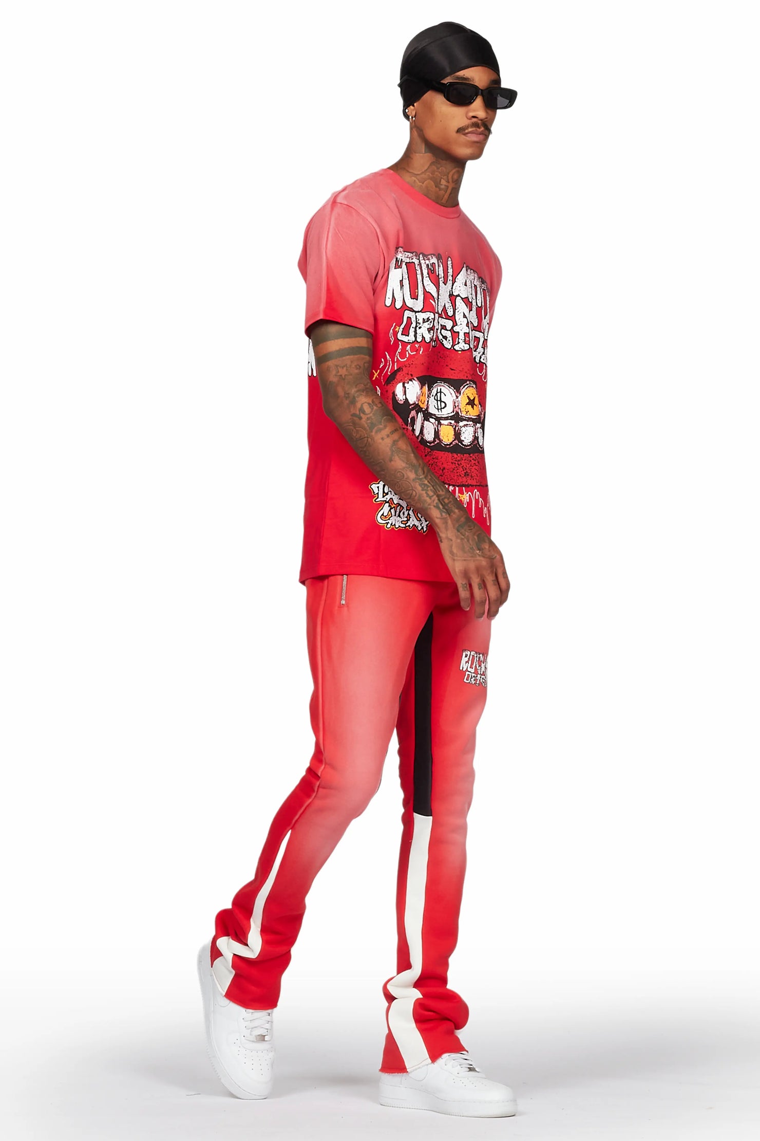 Kizzma Red T-Shirt/Stacked Flare Pant Set