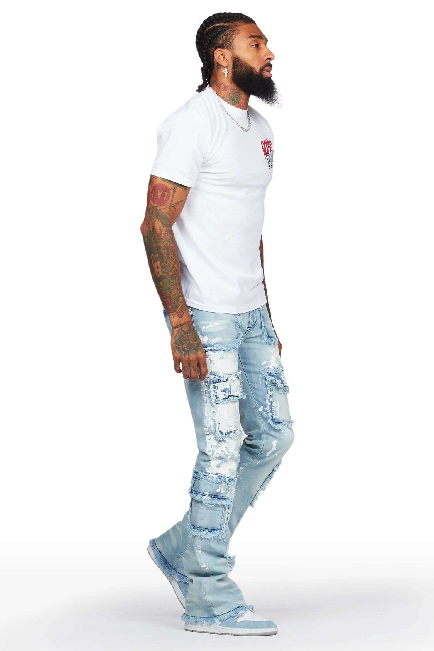 Velan Blue Painter Stacked Flare Jean