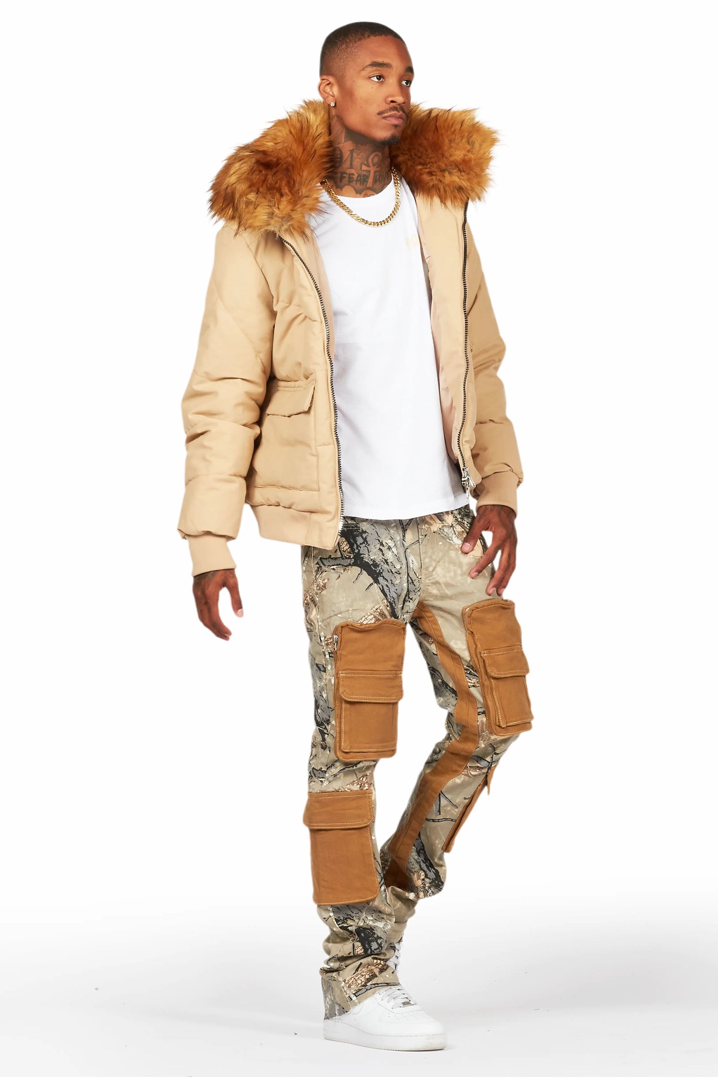 Petter Beige Stacked Flare Jean