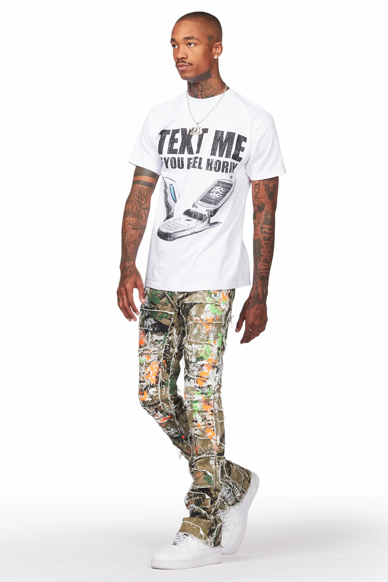Egras Tree Camo Painter Stacked Flare Jean