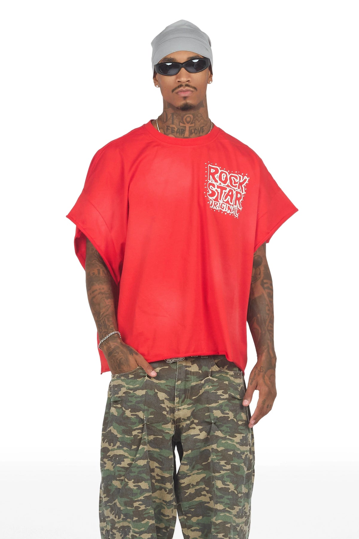 Marc Red Cut Sleeve Tee