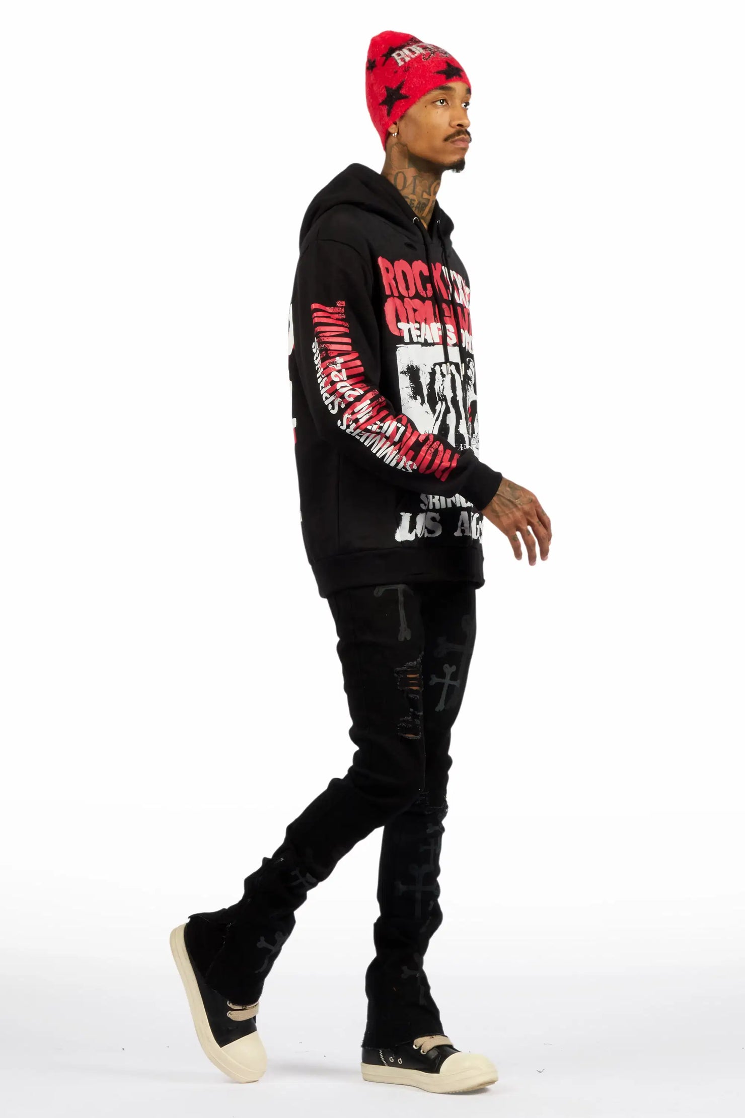 Olivier Ferg Black Stacked Flare Jean