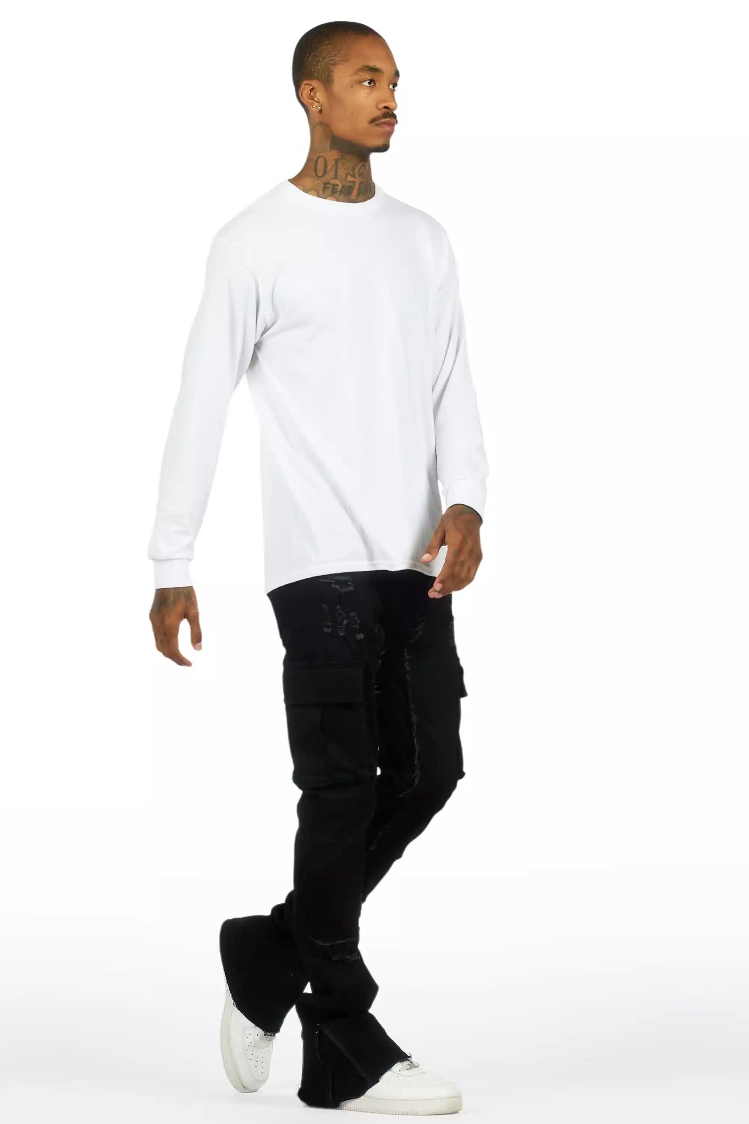 Aftermath Jet Black Stacked Flare Jean