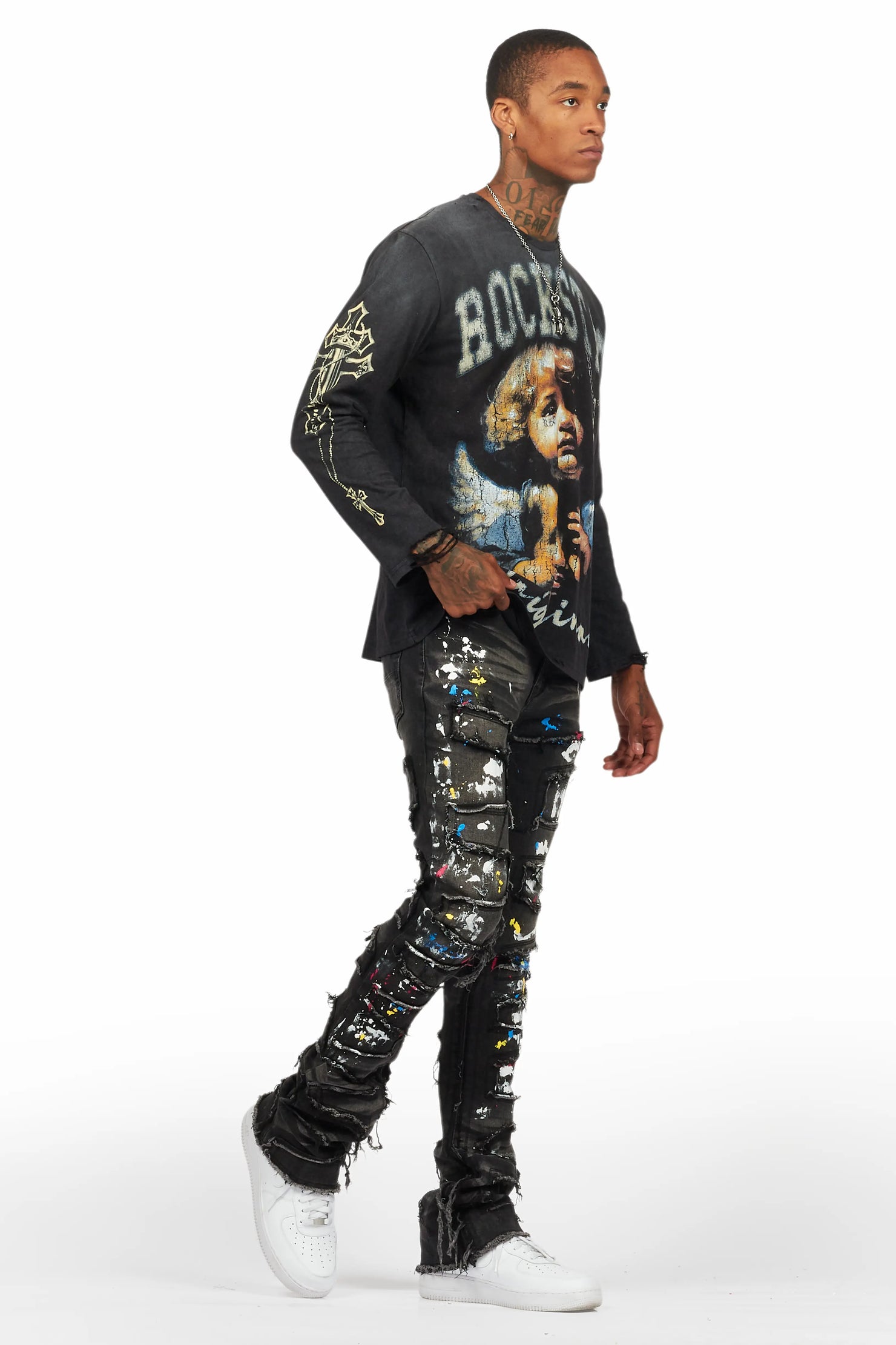 Deiter Vintage Black Long Sleeve Graphic T-Shirt