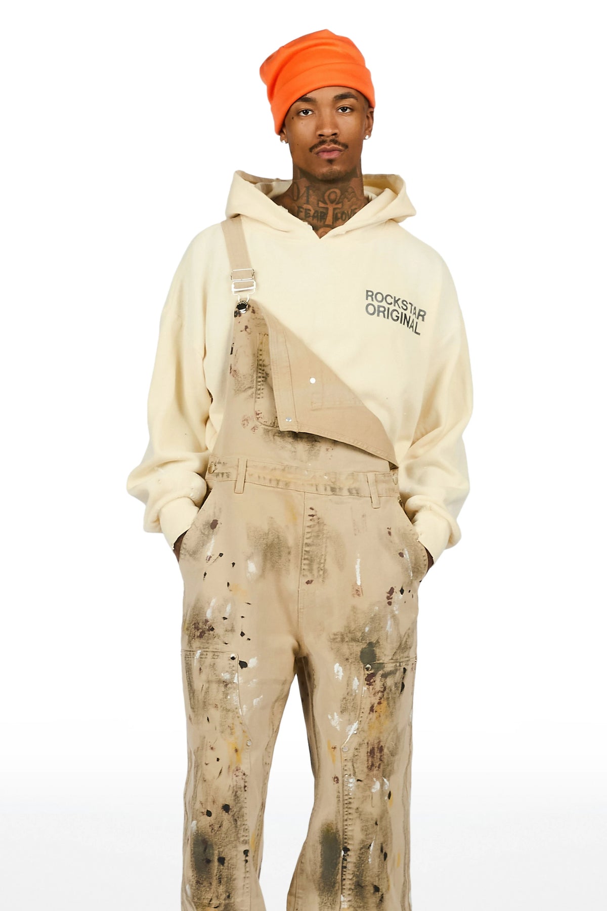 Fustier Beige Painter Denim Overall