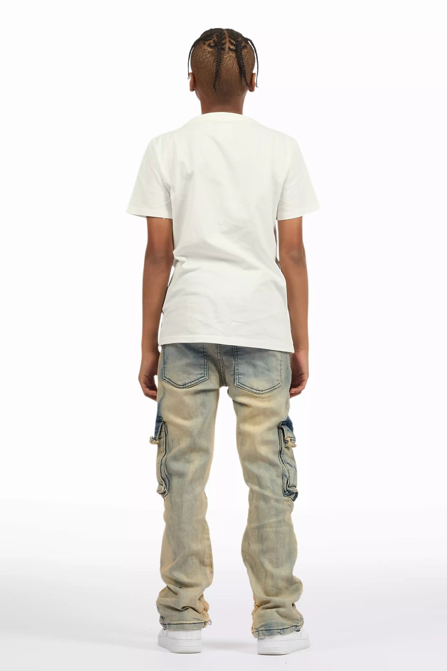 Boys Cermer Vintage Light Blue Flare Cargo Jean