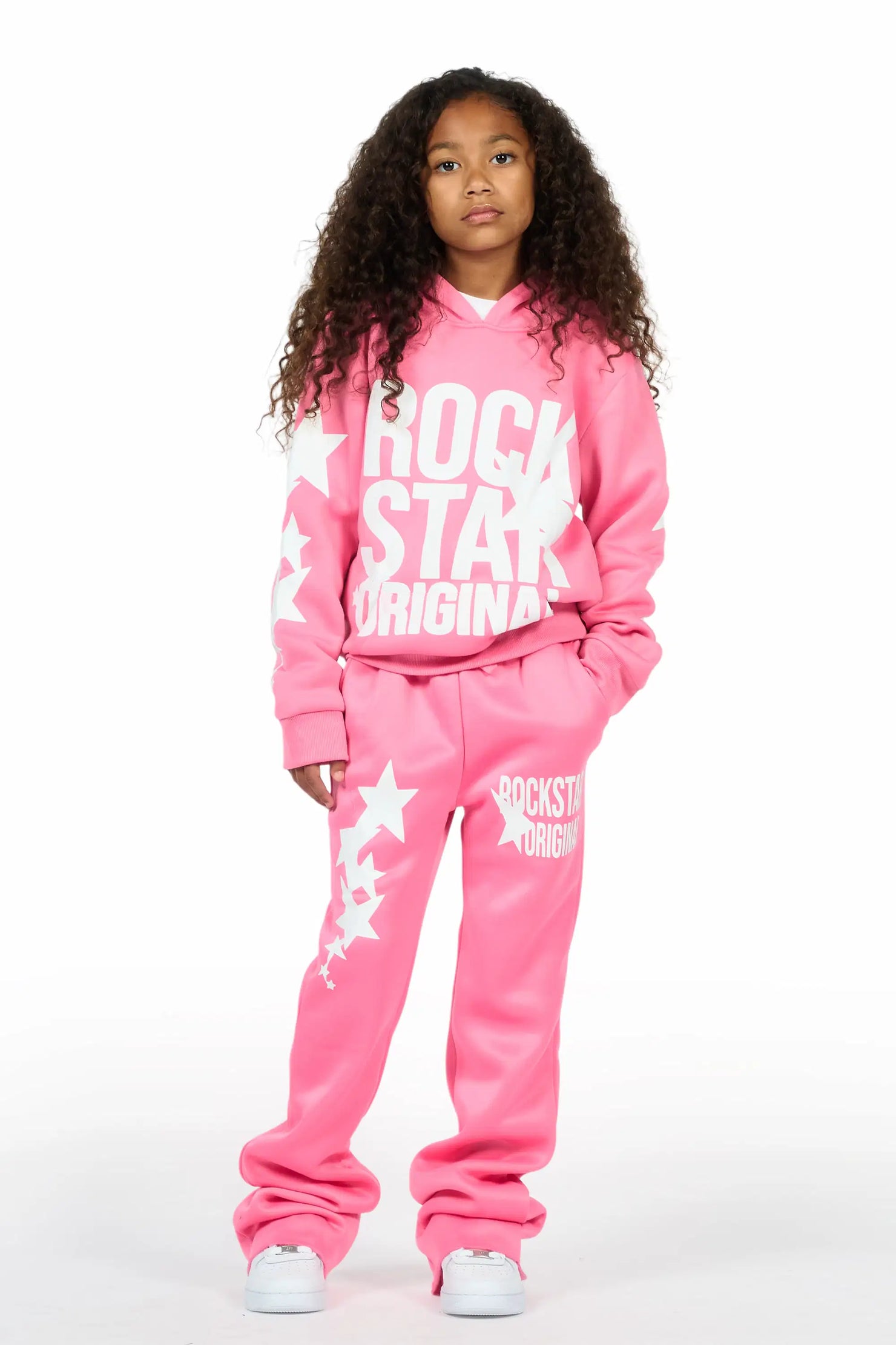 Girls Sechora Pink/White Stacked Track Set