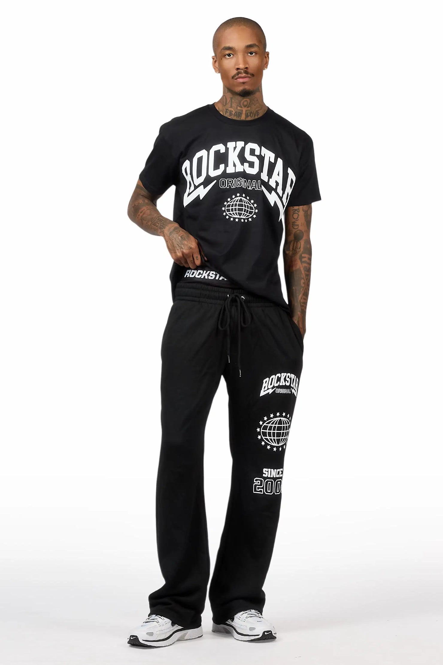 Stori Black/White T-Shirt/ Relaxed Track Set