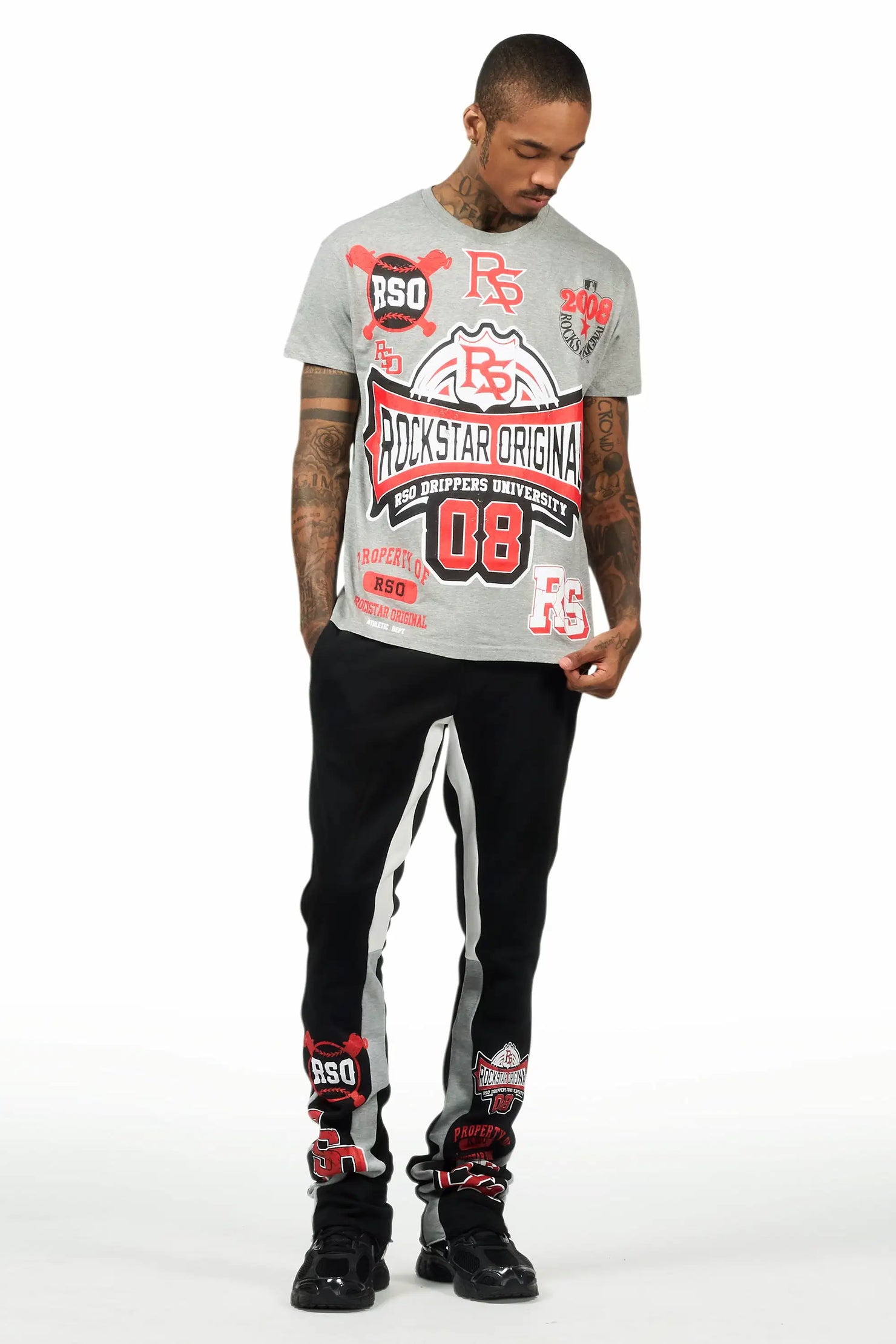 Mavrix Heather Grey T-Shirt/Relaxed Track Set