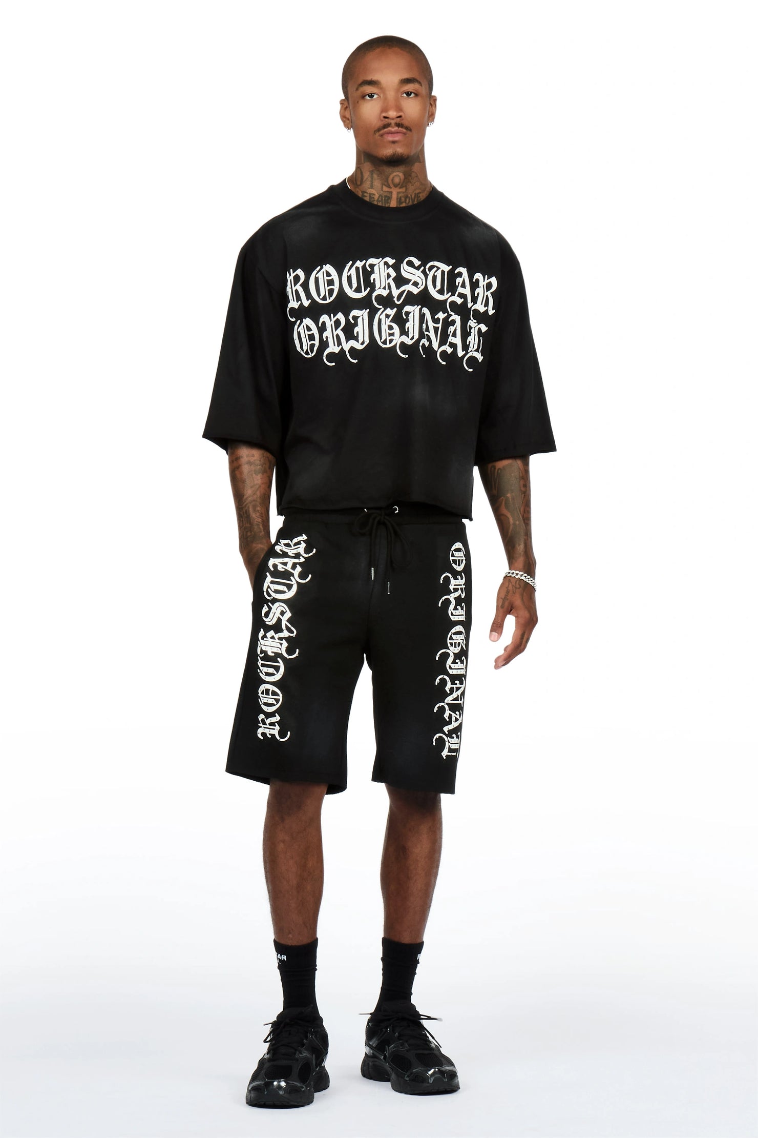 Dazzle Black Rhinestone T-Shirt/Short Set