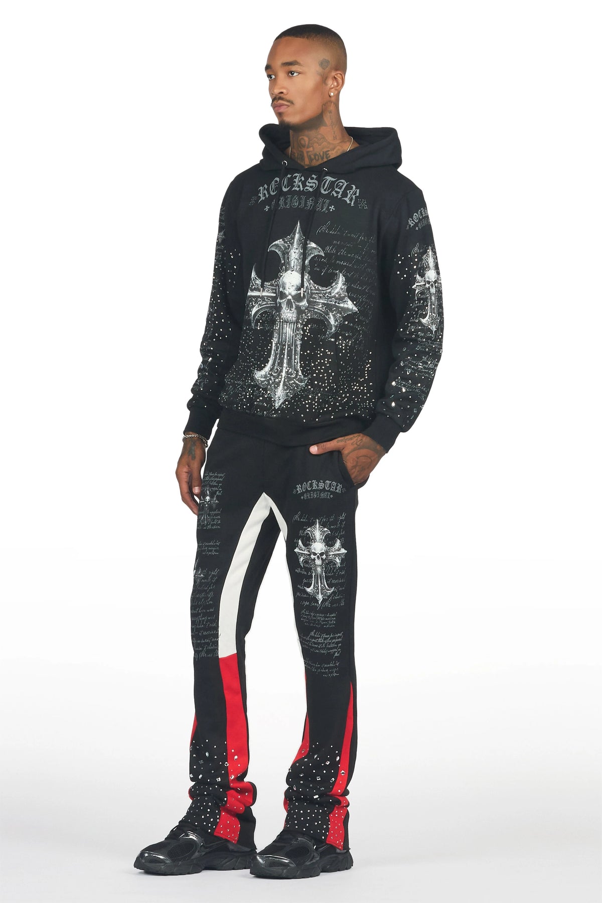 Bowman Black/Multi Rhinestone Hoodie/Stacked Flare Track Set