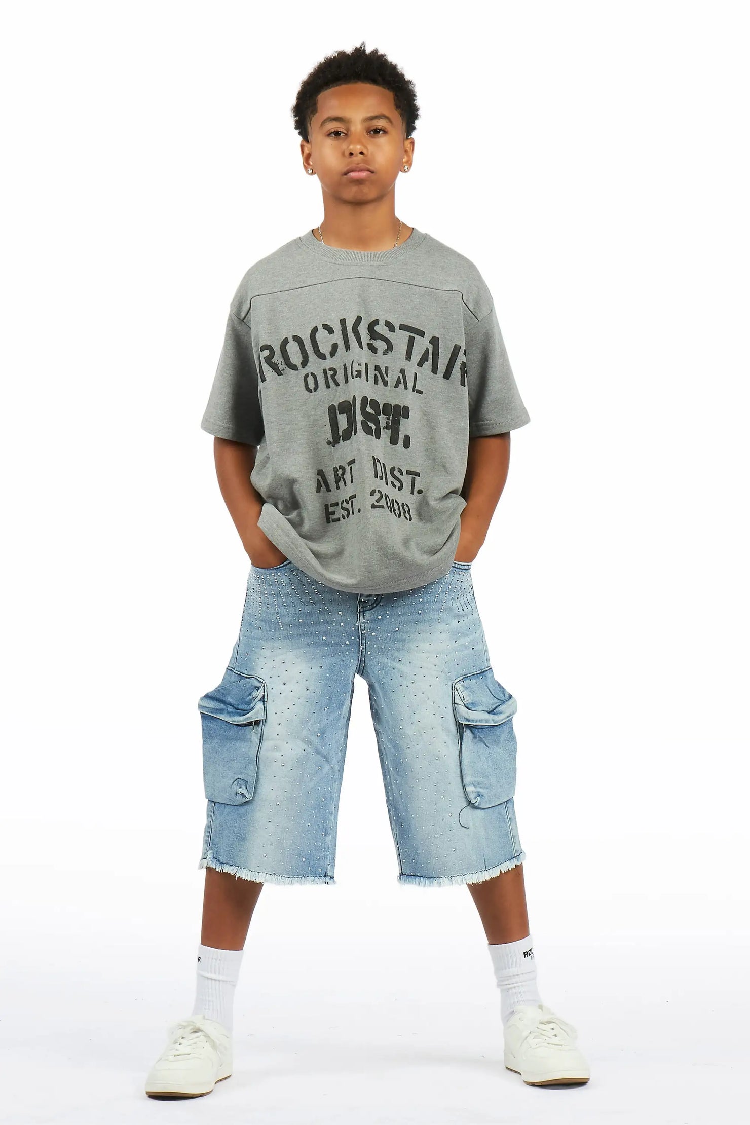 Boys Quin Heather Grey French Terry T-Shirt